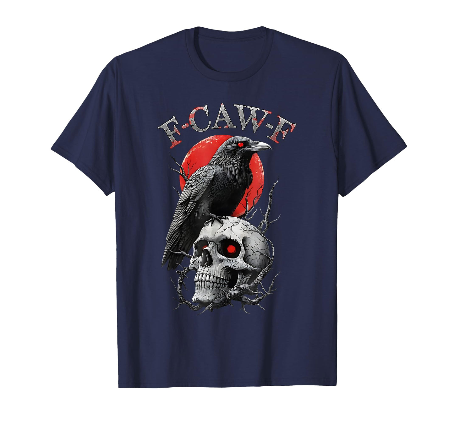 F-Caw-F Black Crow Pun Funny Bird Moon Gothic Halloween T-Shirt