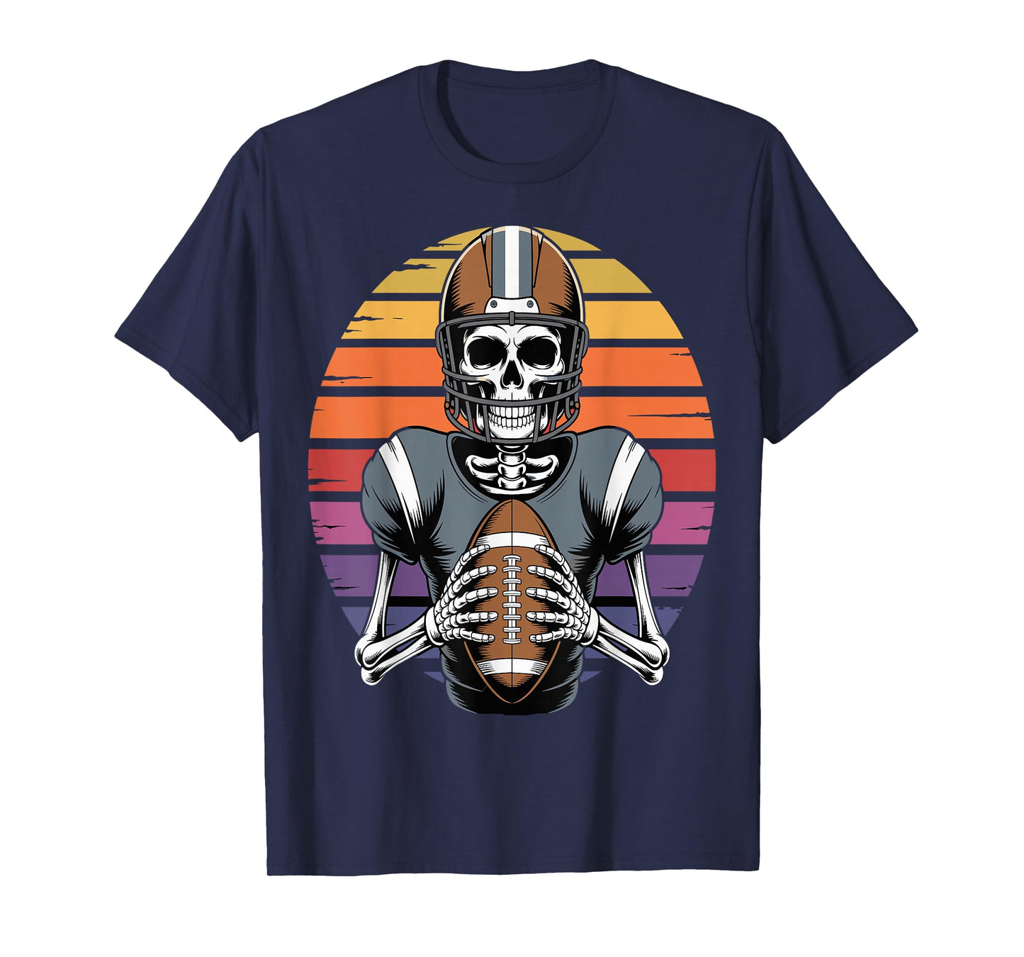 Halloween Skeleton Football Player Skull Spooky Sports T-Shirt