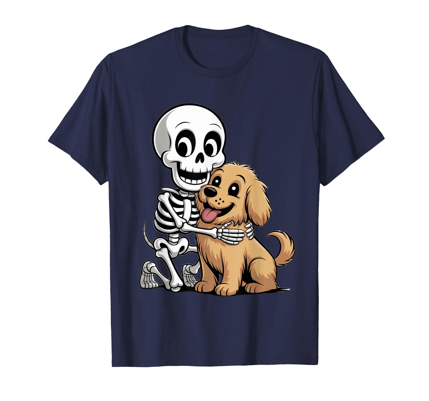 Cute Skeleton Hugging Dog Funny Halloween Boys Girls Cute T-Shirt