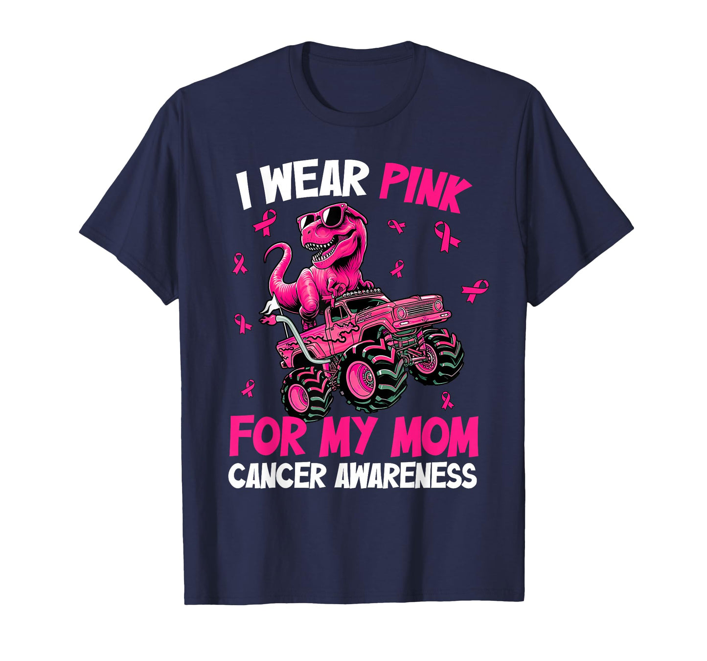 I Wear Pink for My Mom Breast Cancer Awareness Dinosaur Kids T-Shirt