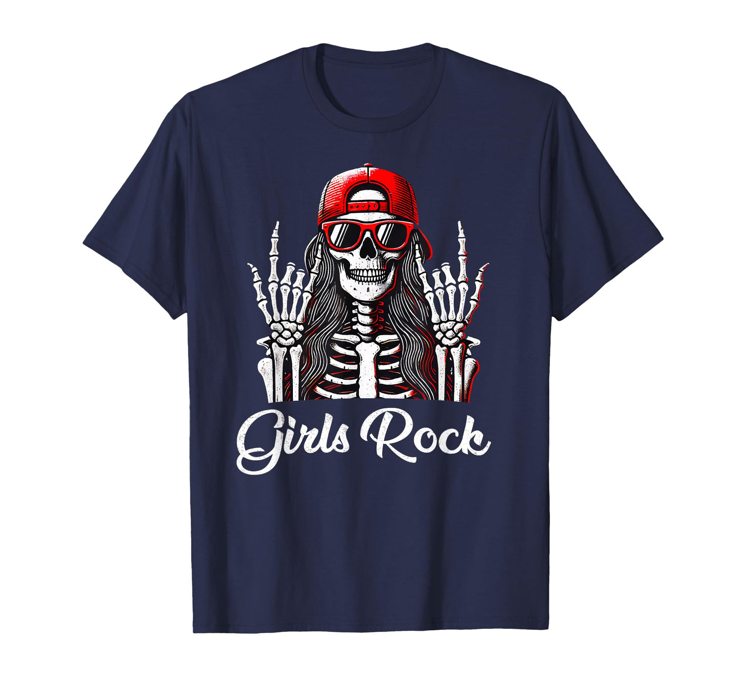 Girls Rock Rock'n Roll Girl Skeleton Rocker Cool Punk Rock T-Shirt