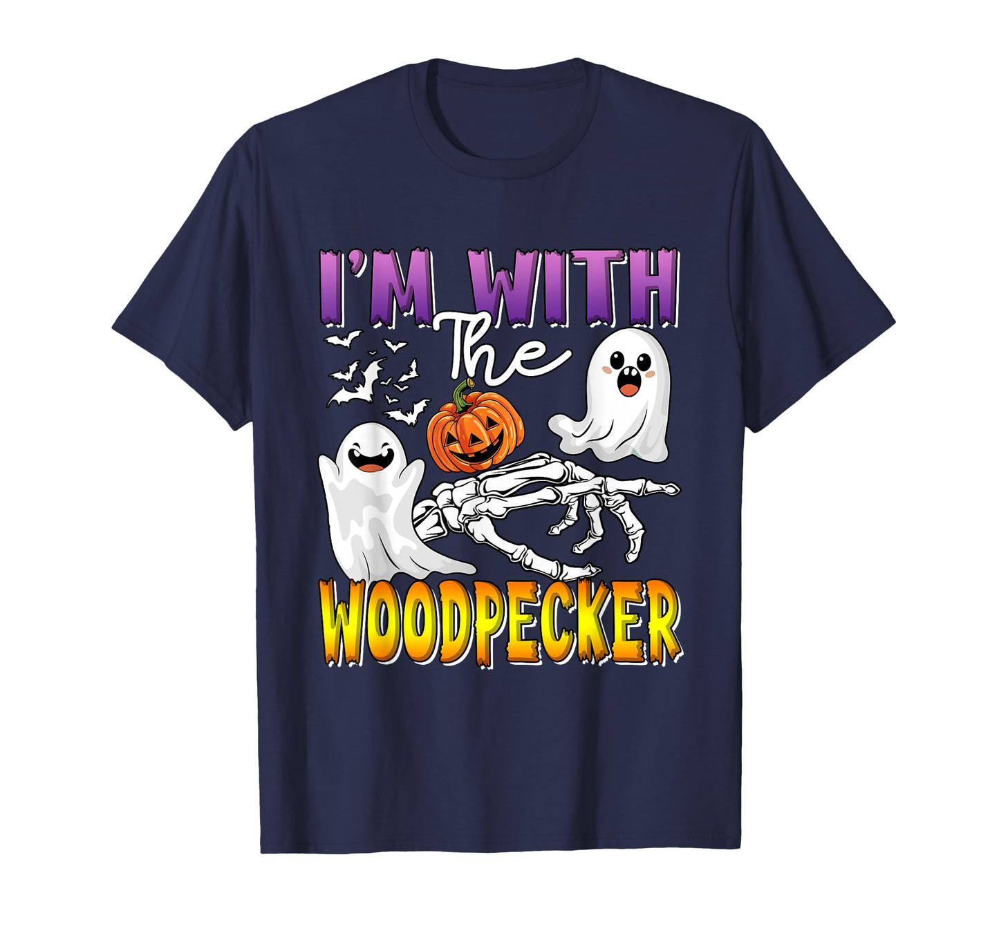 I'm with Woodpecker Halloween Boo Ghost Funny Joke Single T-Shirt