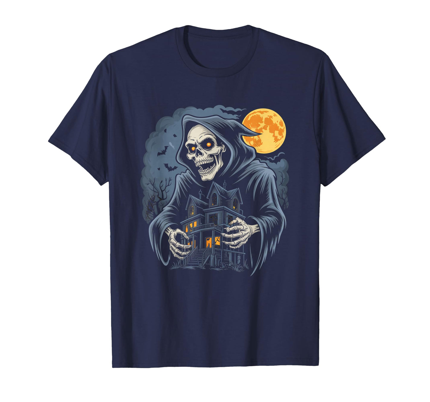 Haunted House Skeleton Moon Halloween Tee Funny Spooky. T-Shirt