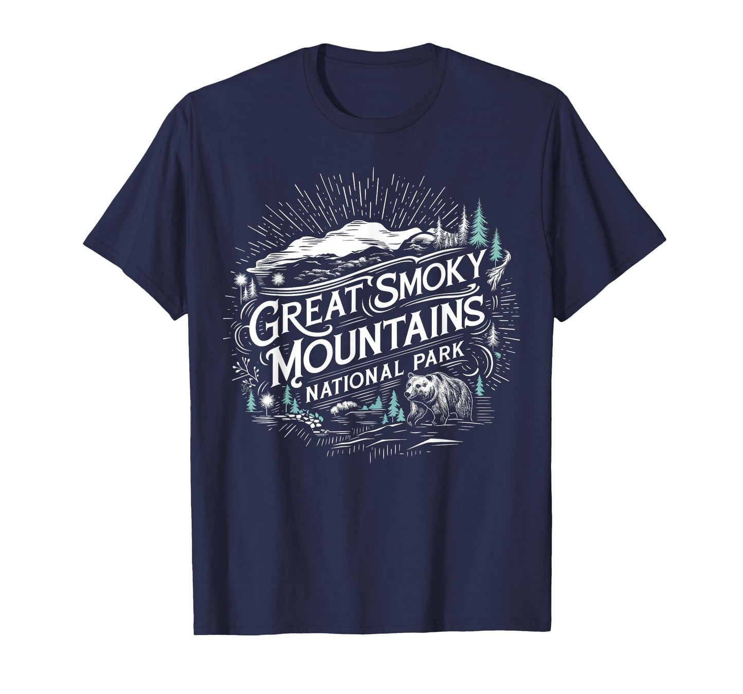 Retro Great Smoky Mountains National Park Mens Womens Hiking T-Shirt