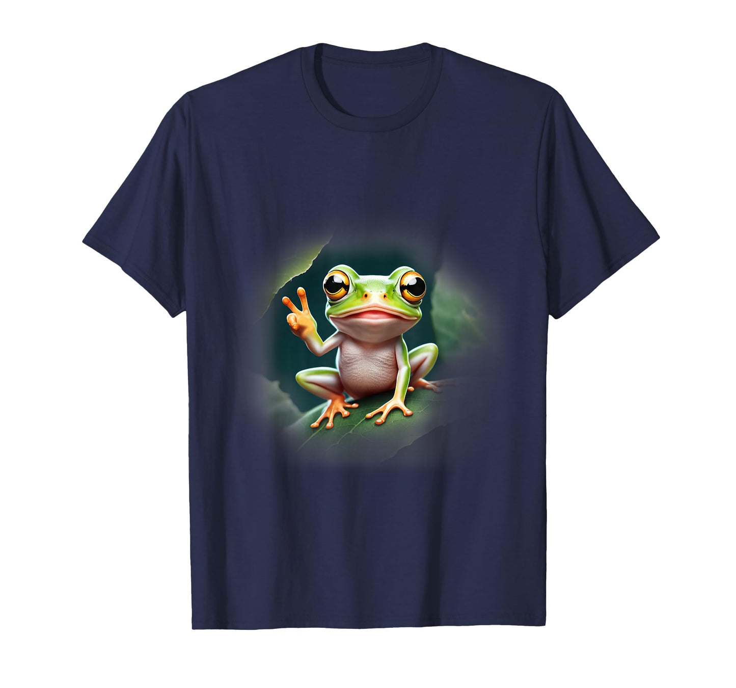 Cute Tree Frog Giving Peace Sign Funny T-Shirt