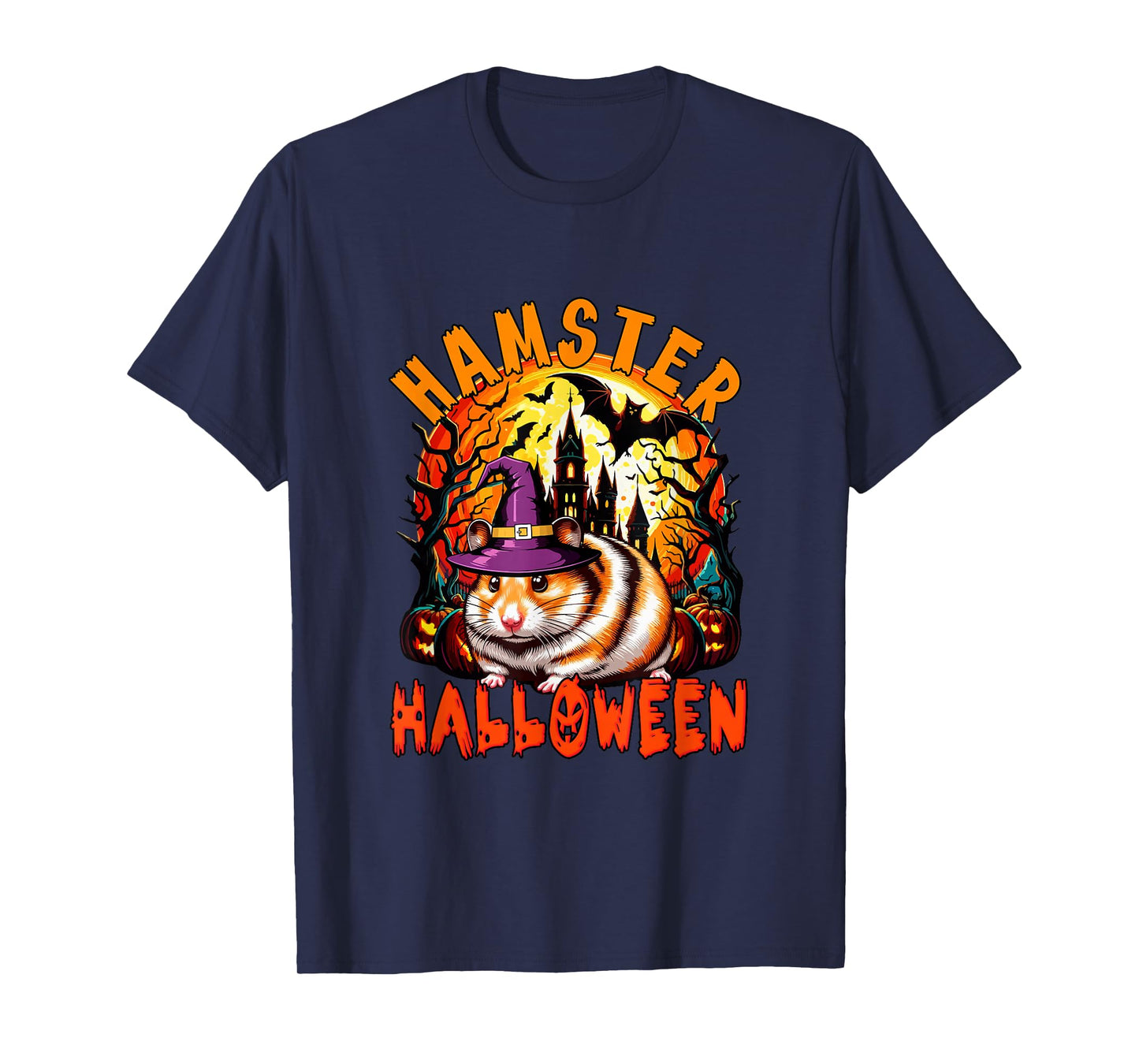 Hamster Halloween Cosplay Witch Horror Carved Pumpkins T-Shirt