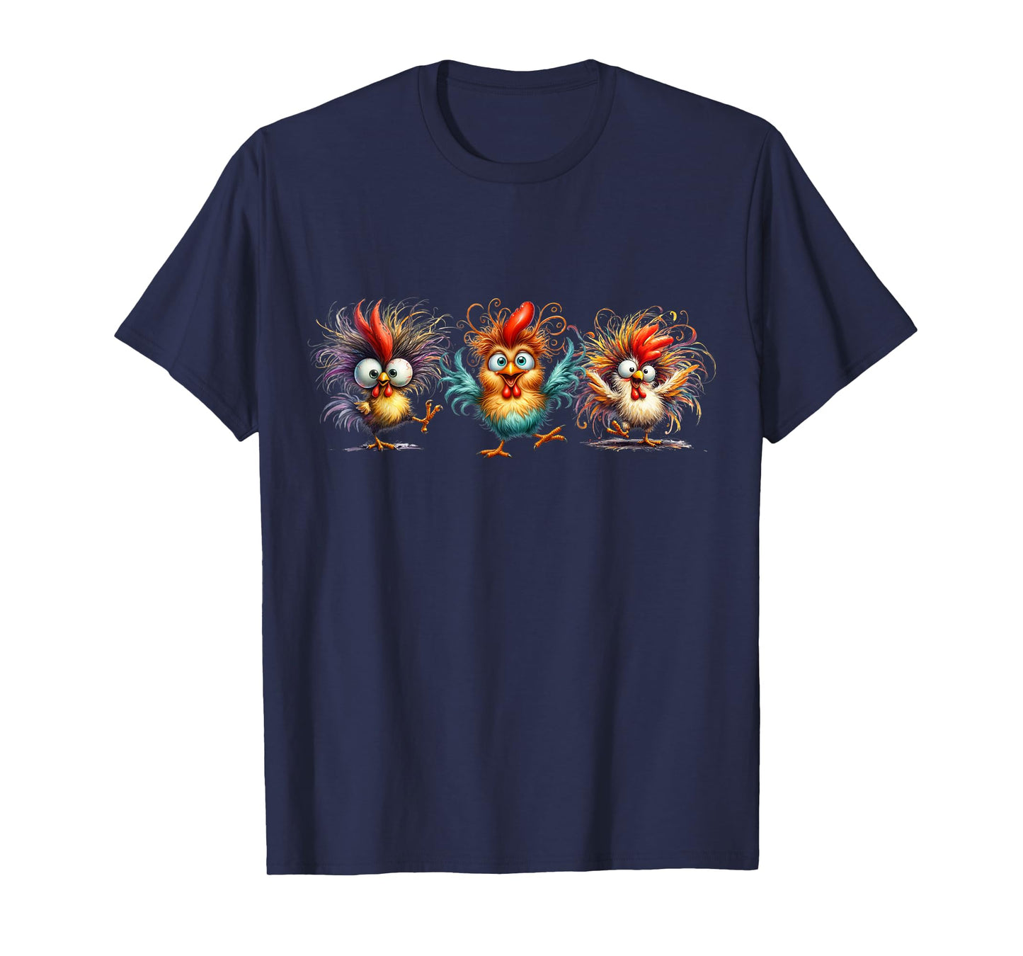 Chicken Art Crazy Chicken For Men Women Kid Boy Eagerlys Colorful Funny Chicken Art, Classic Modern Floral, Black, Unisex, Short Sleeve, T-Shirt, Small