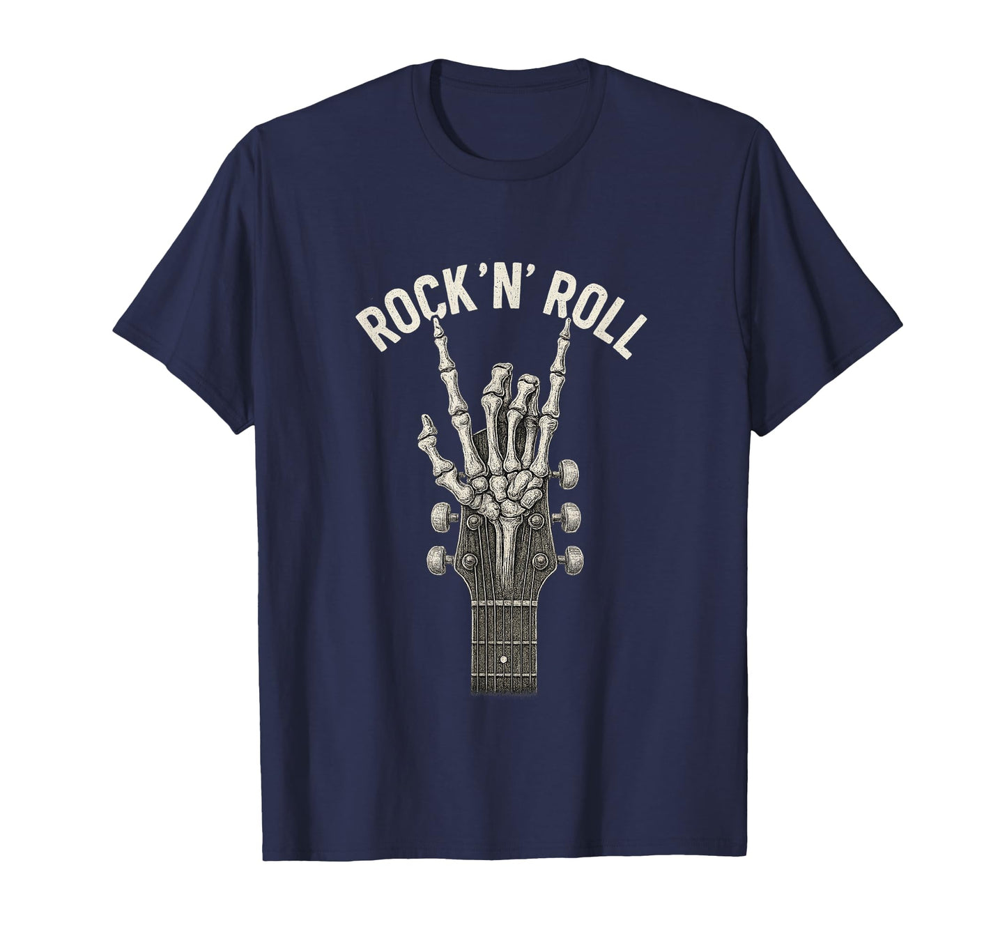 Rock On Skeleton Hand Guitar Guitarist Rock Band Halloween T-Shirt