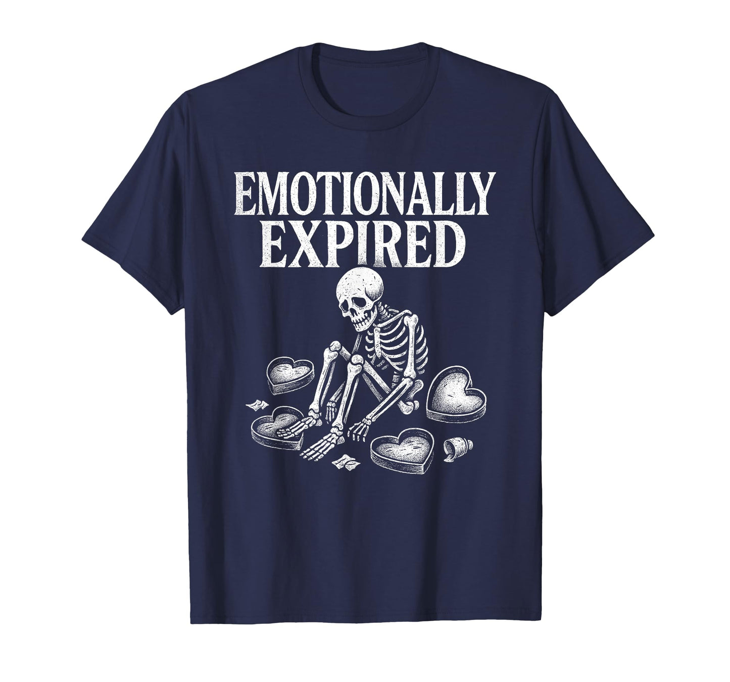 Emotionally Expired Gothic Aesthetic Artwork Skeleton Humor T-Shirt