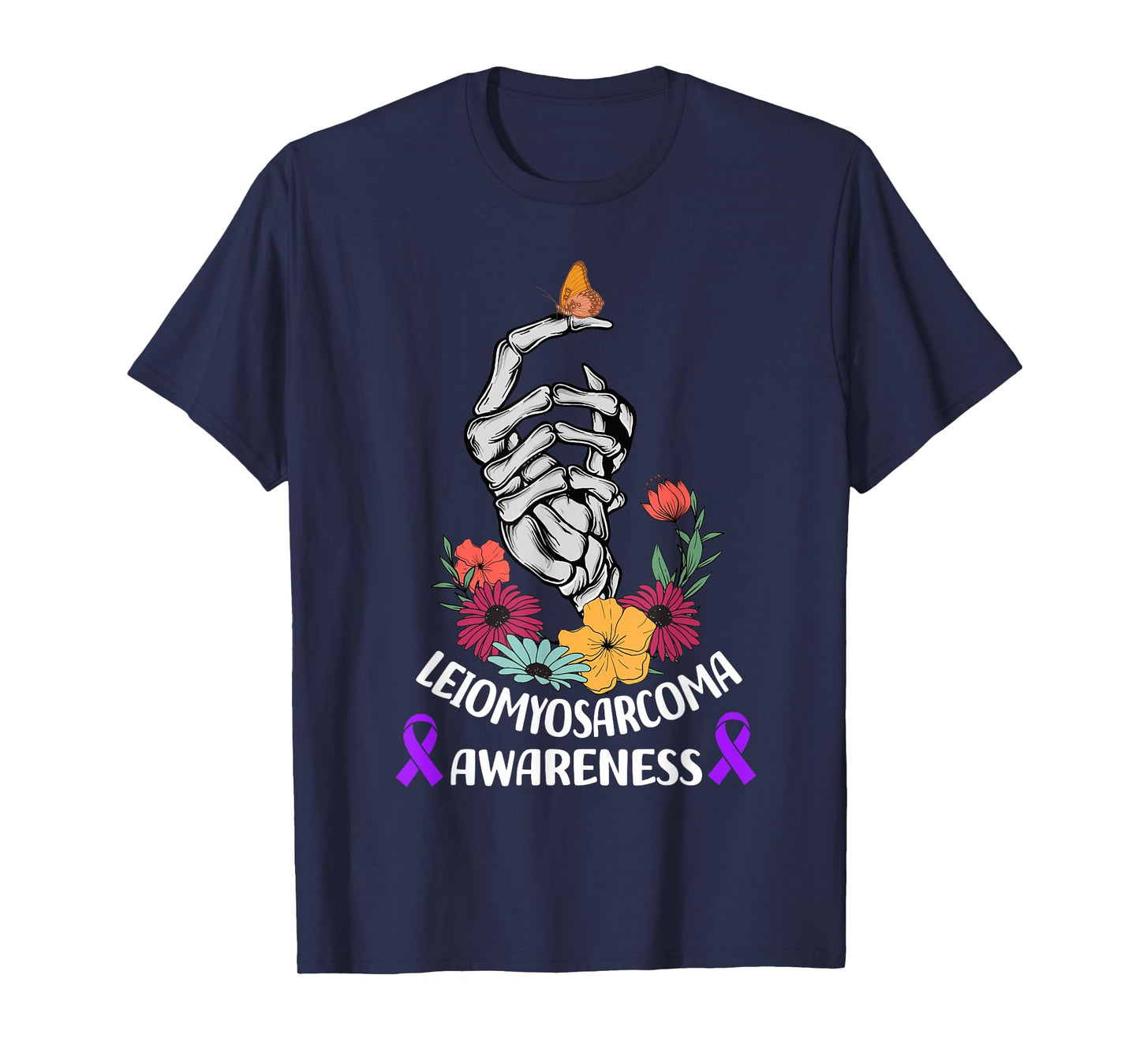 leiomyosarcoma Awareness Halloween Skeleton Hand T-Shirt
