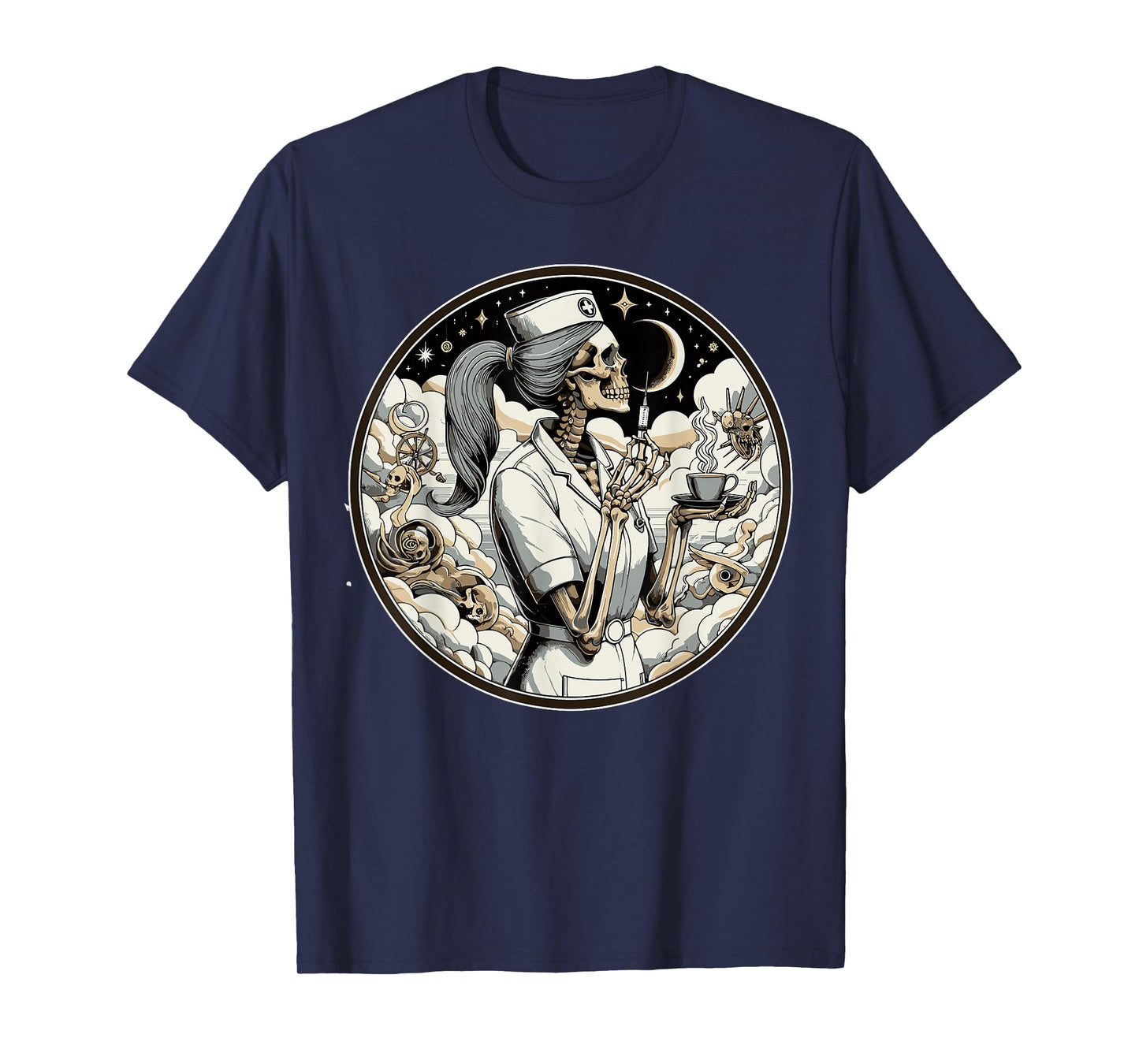 Skeleton Tarot Gothic Coffee Academia Teacher T-Shirt