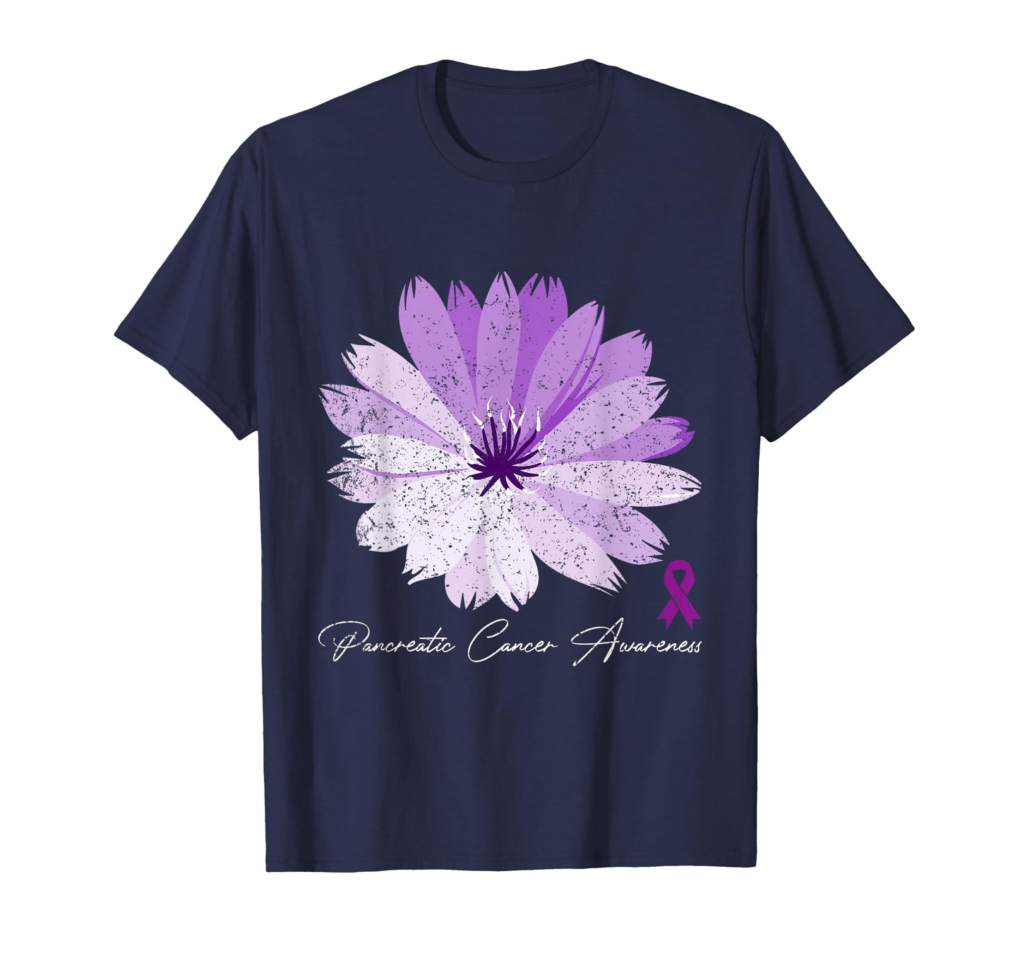 Flower Purple Ribbon Pancreatic Cancer Awareness T-Shirt