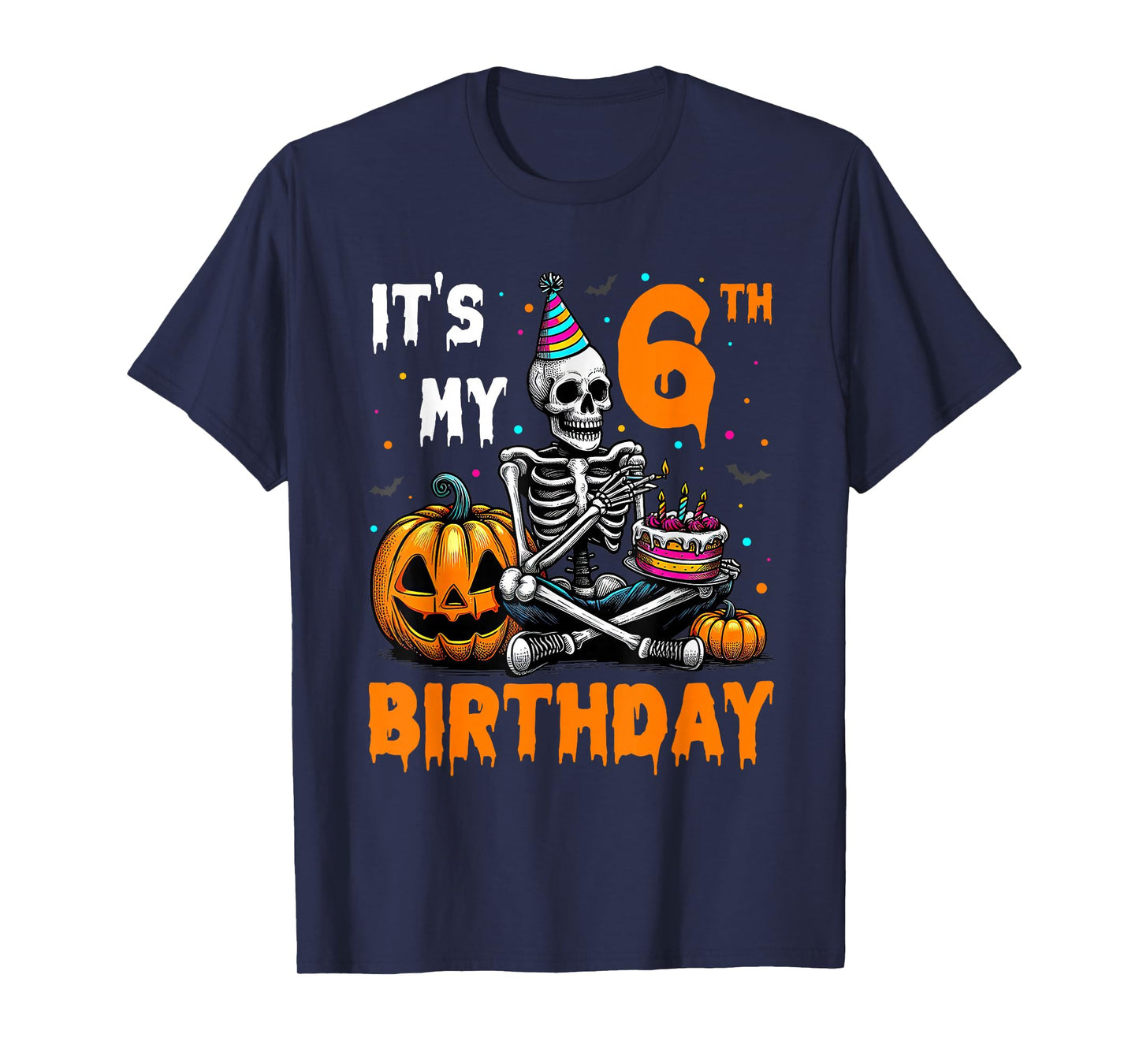 Skeleton 6th Birthday Halloween Party Kids 6 Years Gift T-Shirt