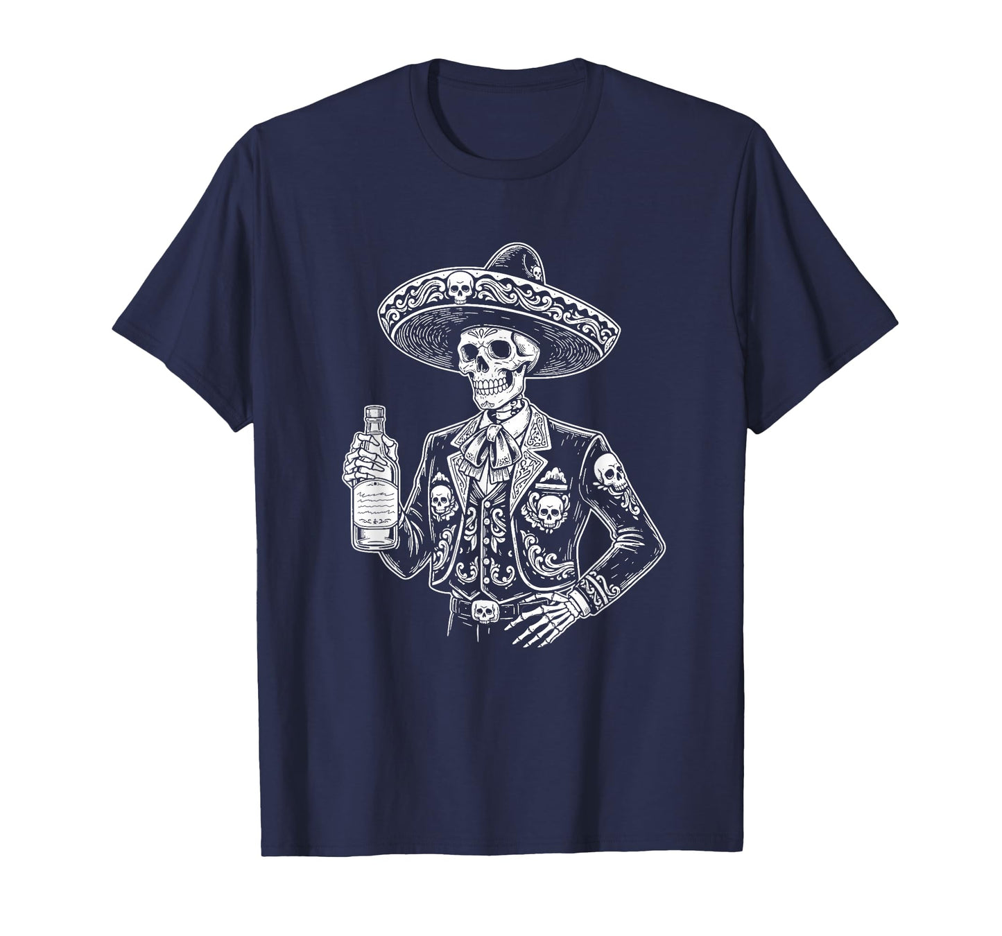 Vintage Skeleton Tequila Mexico Day of The Dead Mexican T-Shirt