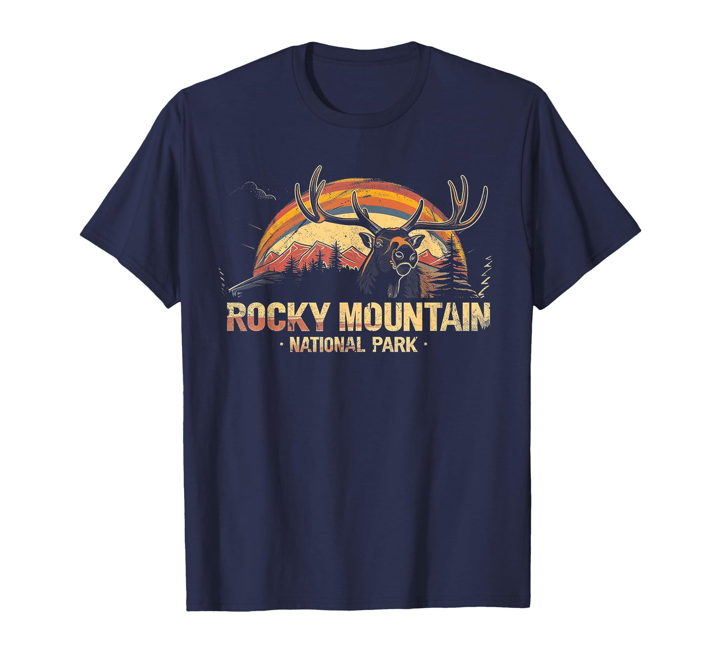 Rocky Mountain US National Park Vintage Men Women Kids Retro T-Shirt