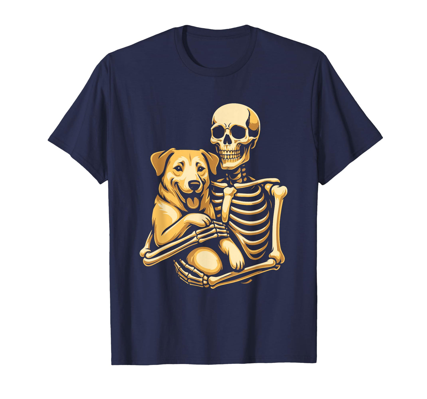 Skeleton Holding Dog Funny Lazy Halloween Costume Graphic T-Shirt