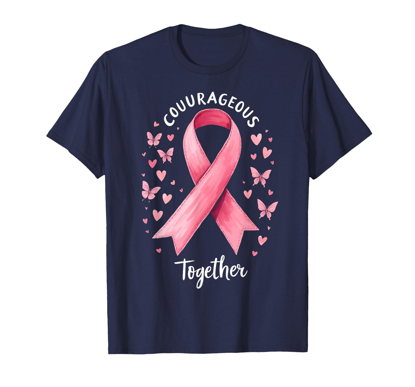 Cancer Awareness Pink Ribbon Courageous Together T-Shirt