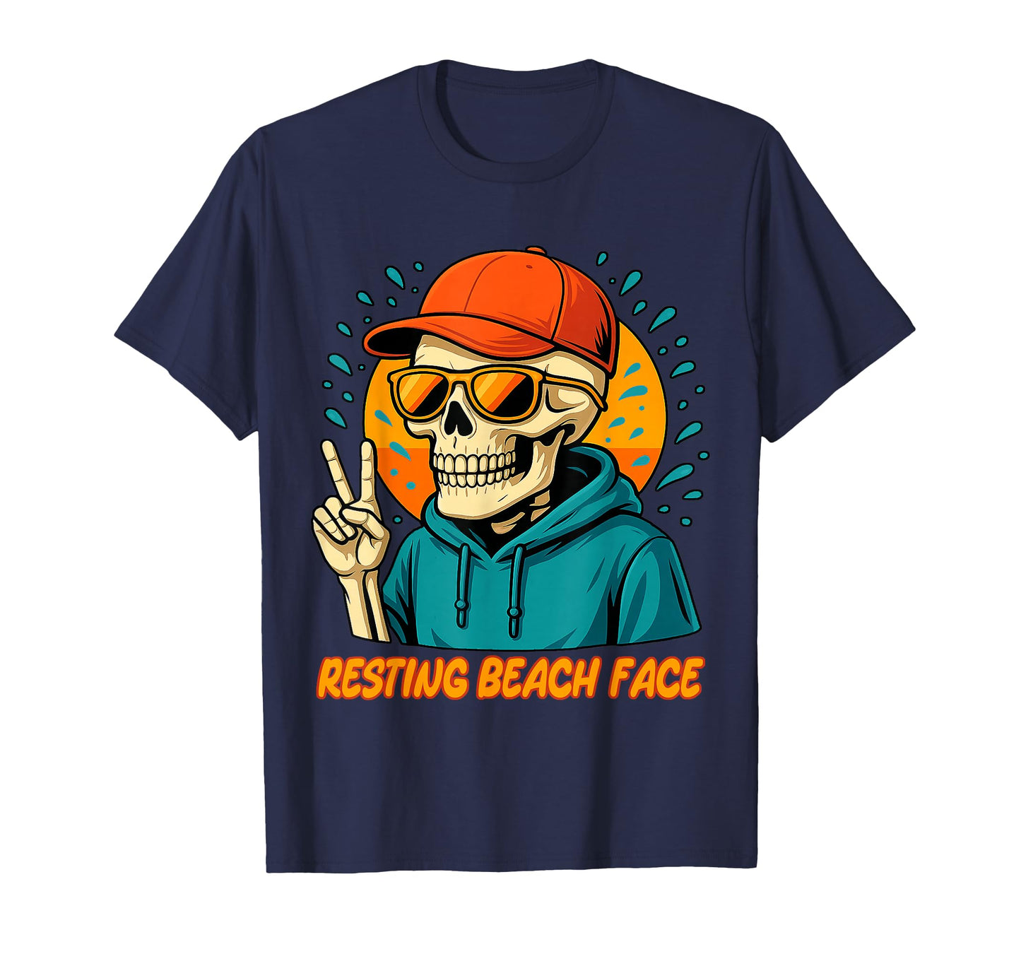 Resting Beach Face Summer Vibes - Skeleton Humor T-Shirt