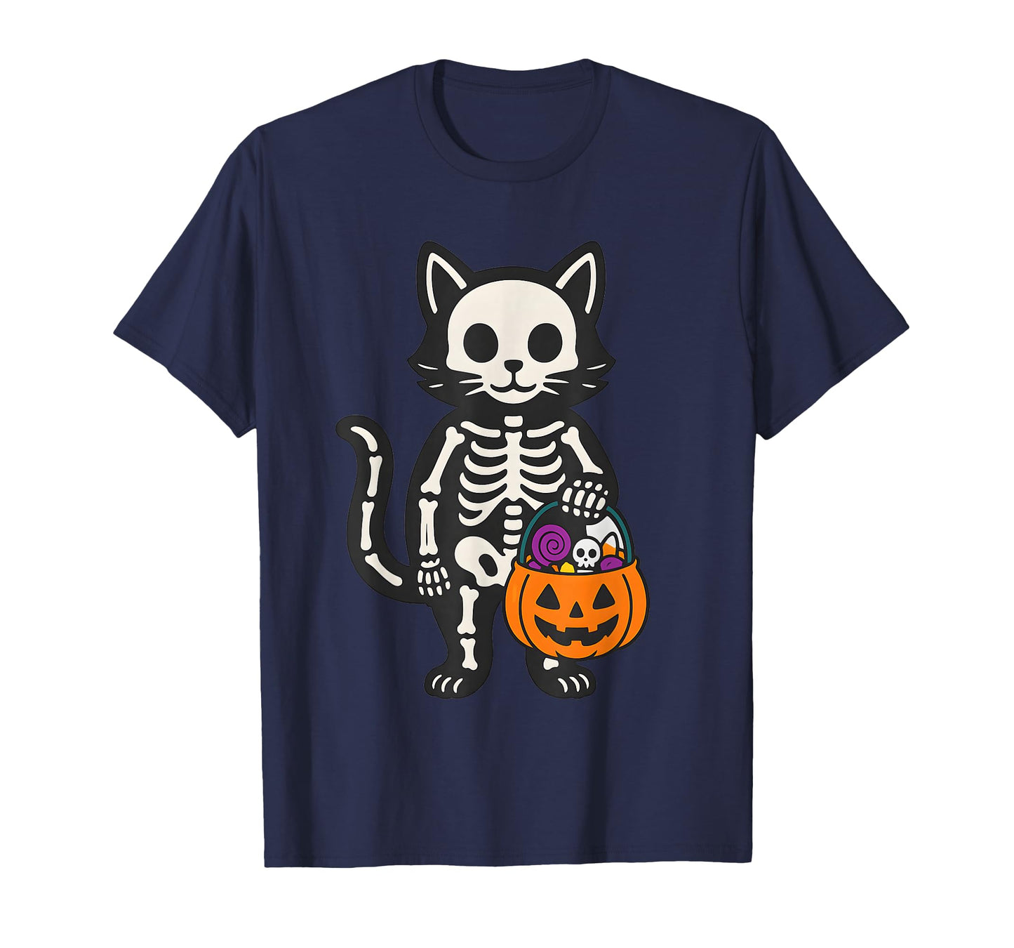 Cat Skeleton Halloween Spooky Skeleton Trick or Treat T-Shirt