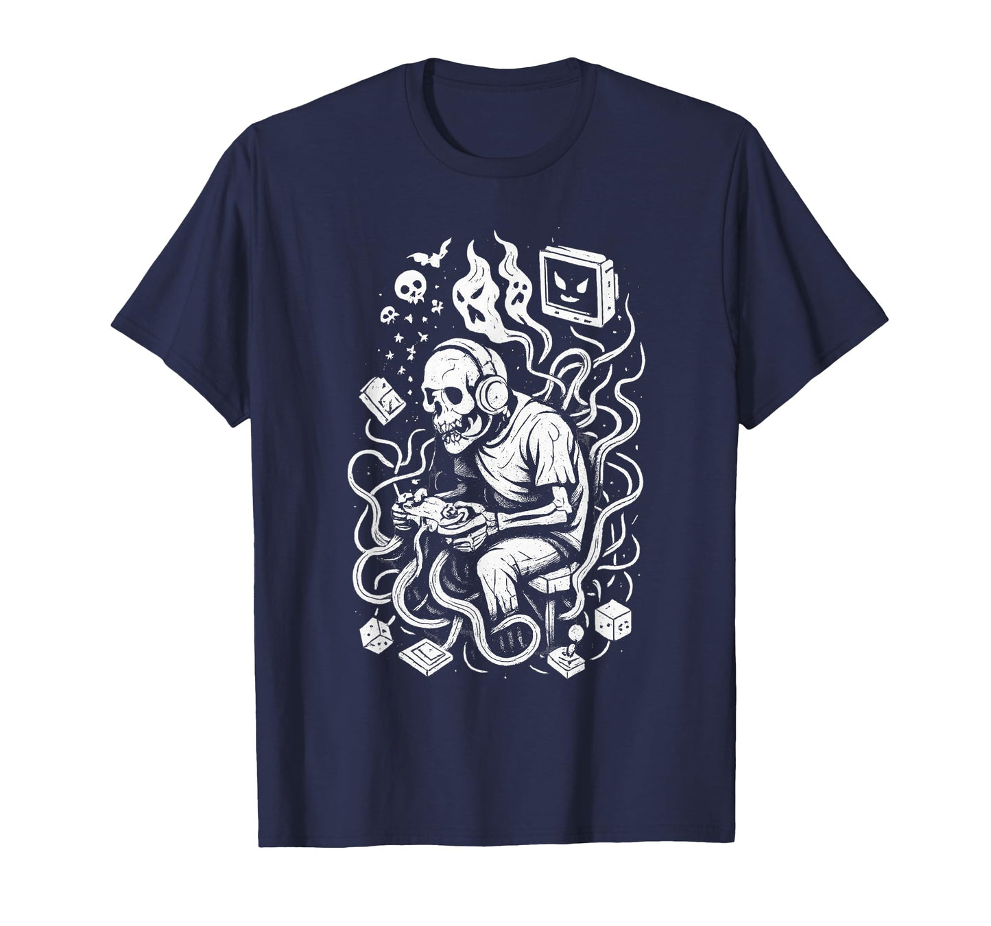 Skeleton Gamer Halloween Creepy Video Game for Men Kids Teen T-Shirt