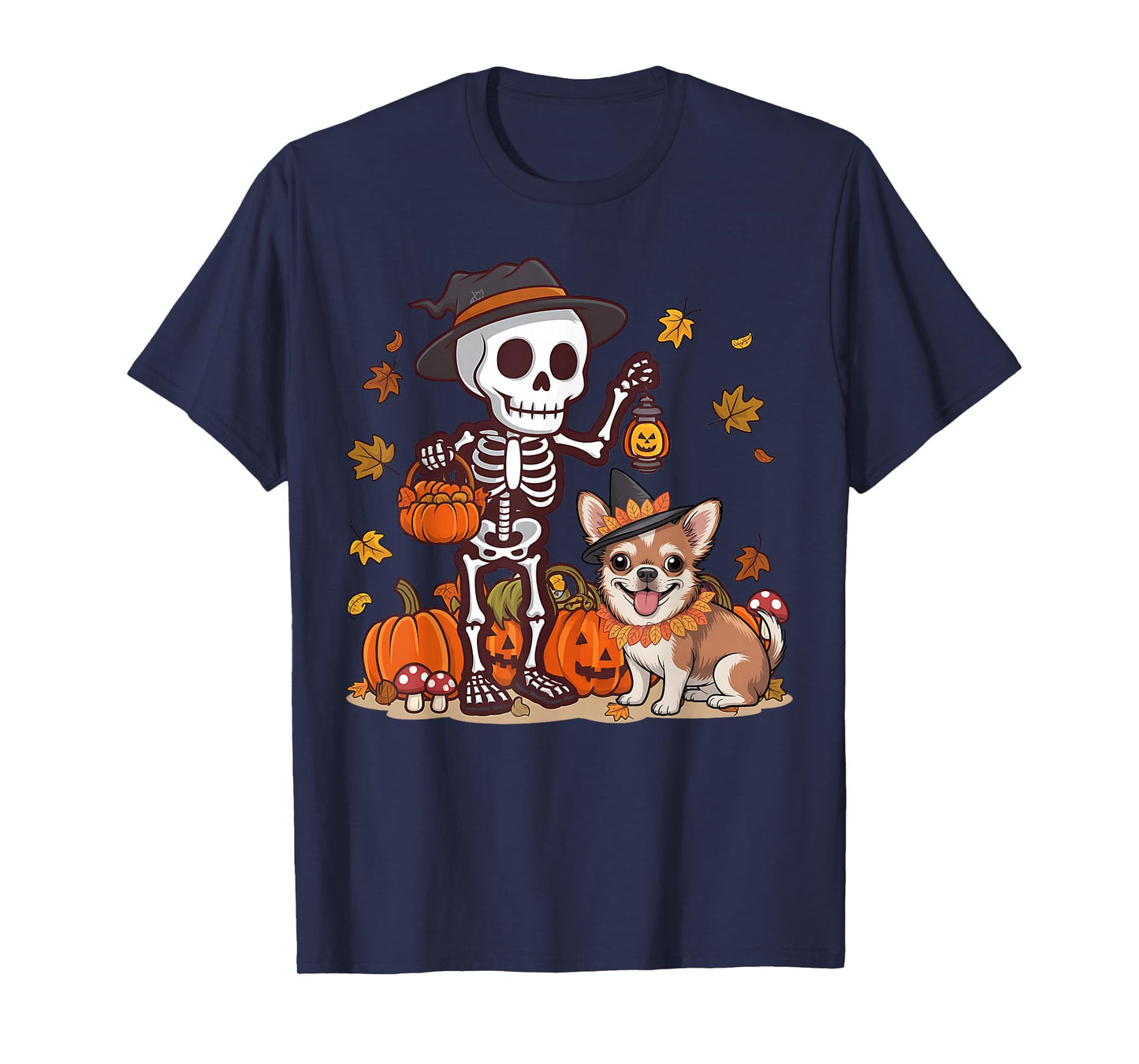 Funny Chihuahua Skeleton Spooky Dog Lover Halloween T-Shirt