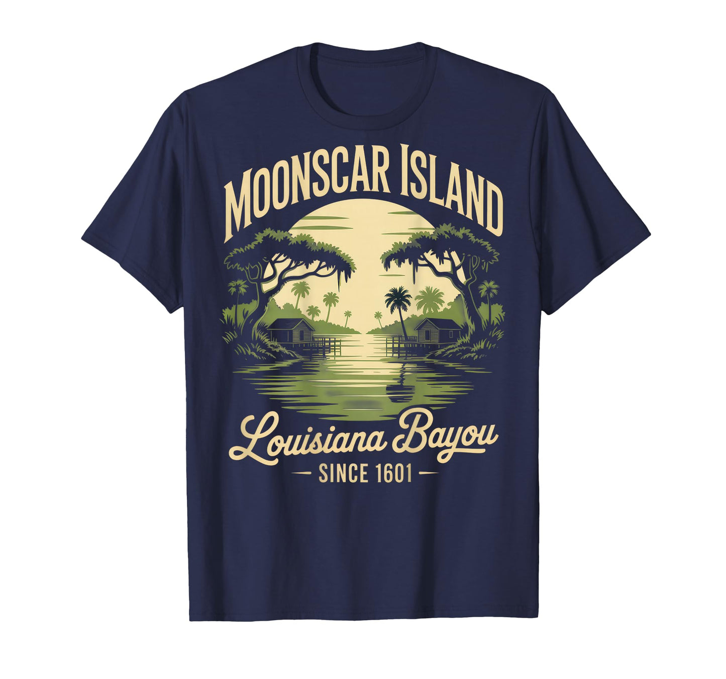 Moonscar Island Louisiana Bayou Retro Landscape Nostalgic T-Shirt