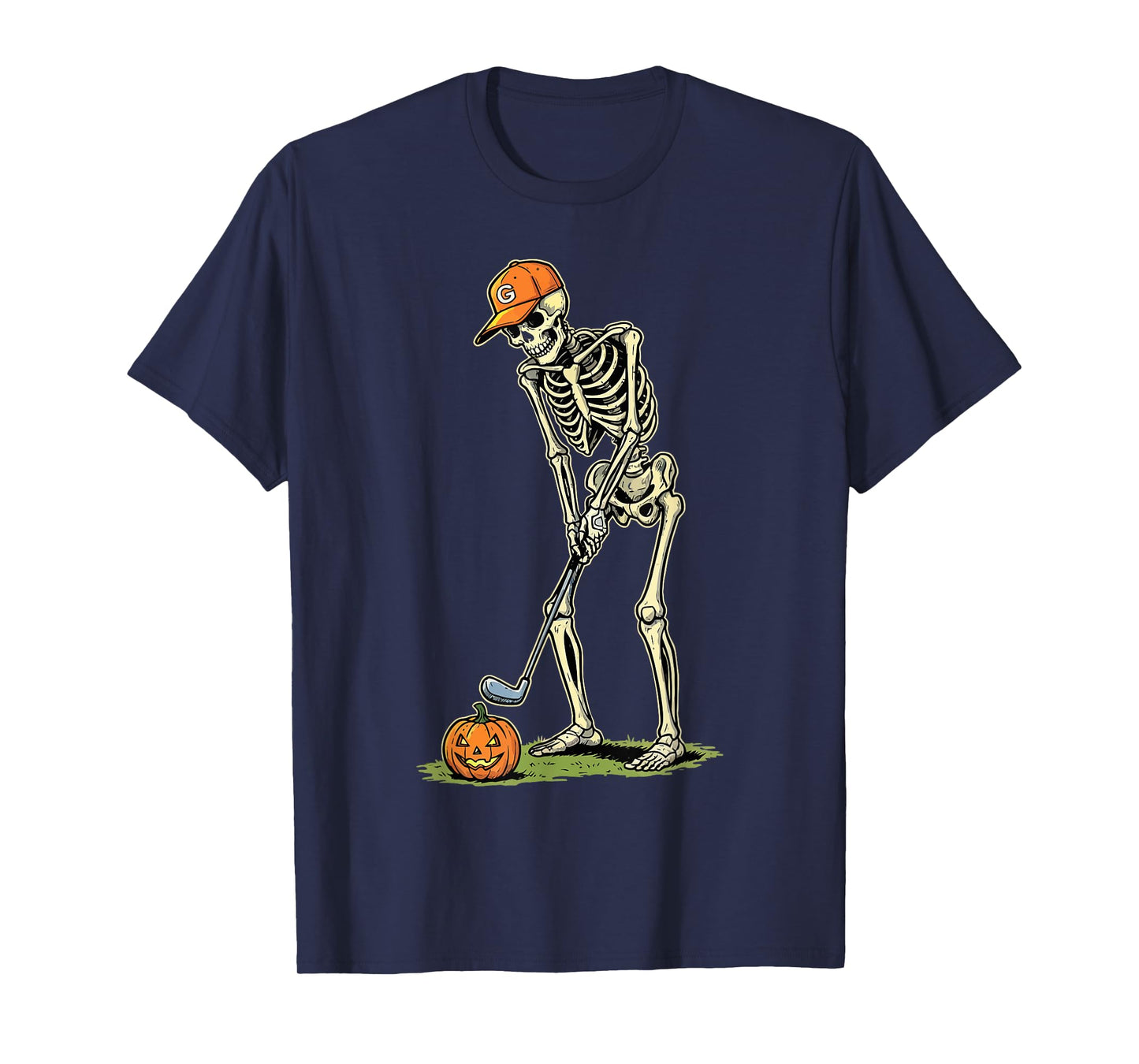 Retro Skeleton Golf Halloween Golfer Golf Player Funny Dad T-Shirt