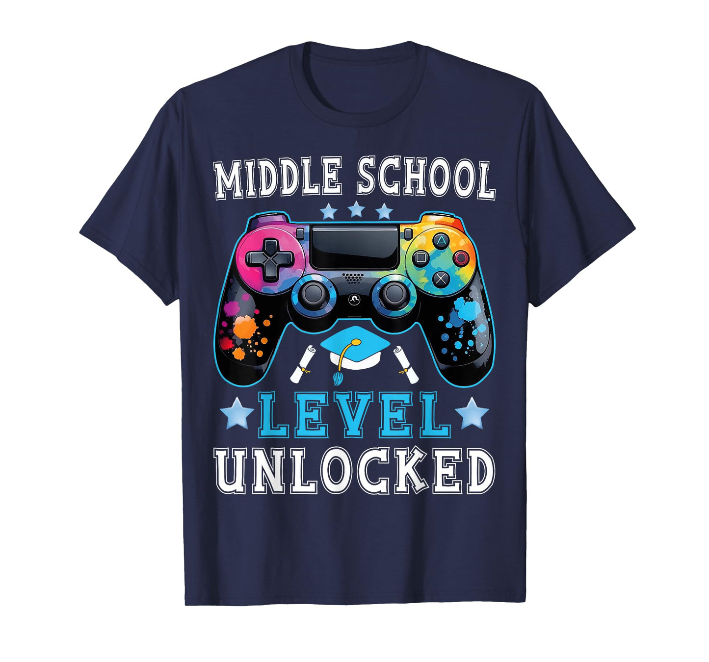 Middle School Level Unlocked Gamer First Day Back To School T-Shirt