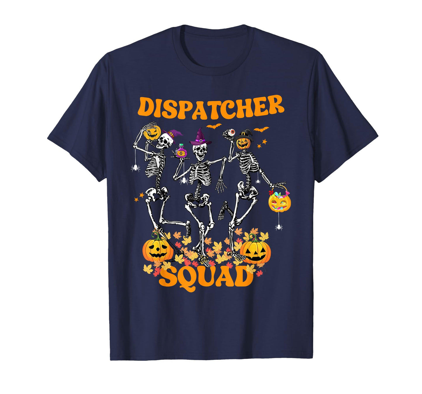Spooky Dispatcher Squad Skeleton Dancing Dispatch Halloween T-Shirt