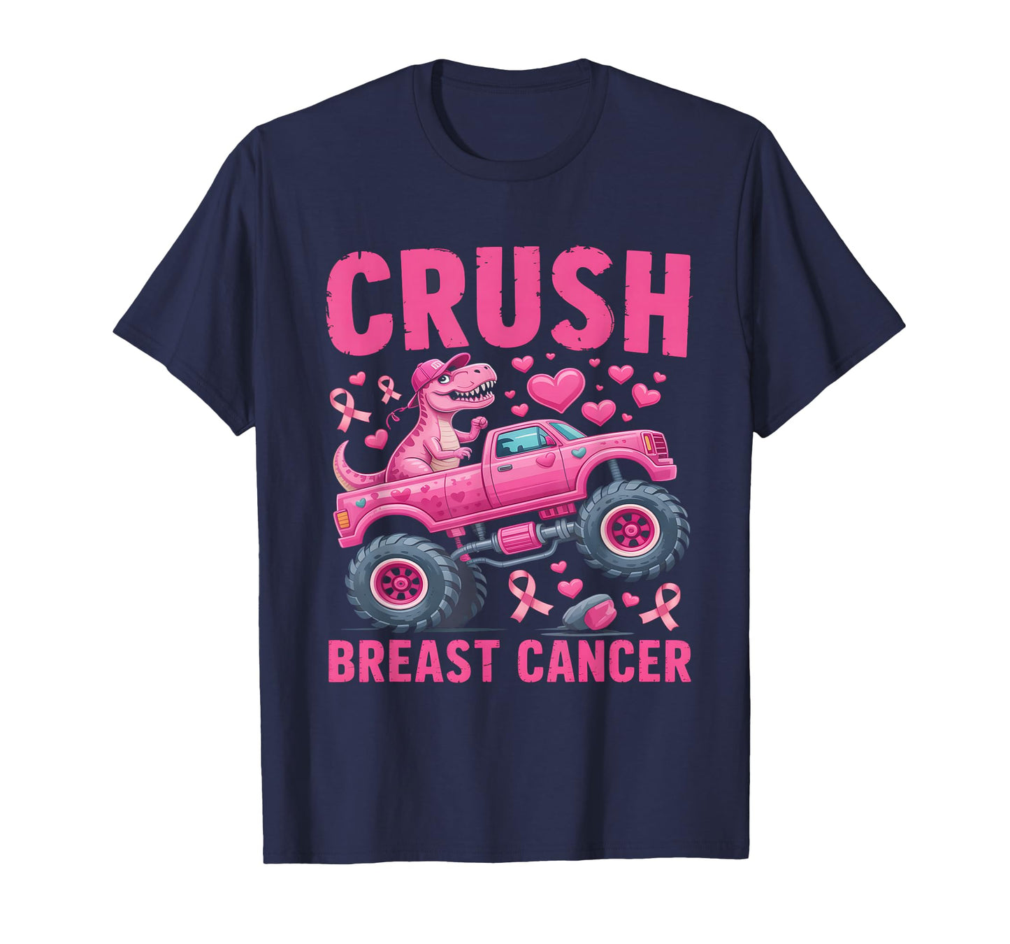 Crush Breast Cancer Awareness Monster Truck Toddler Boy Kids T-Shirt