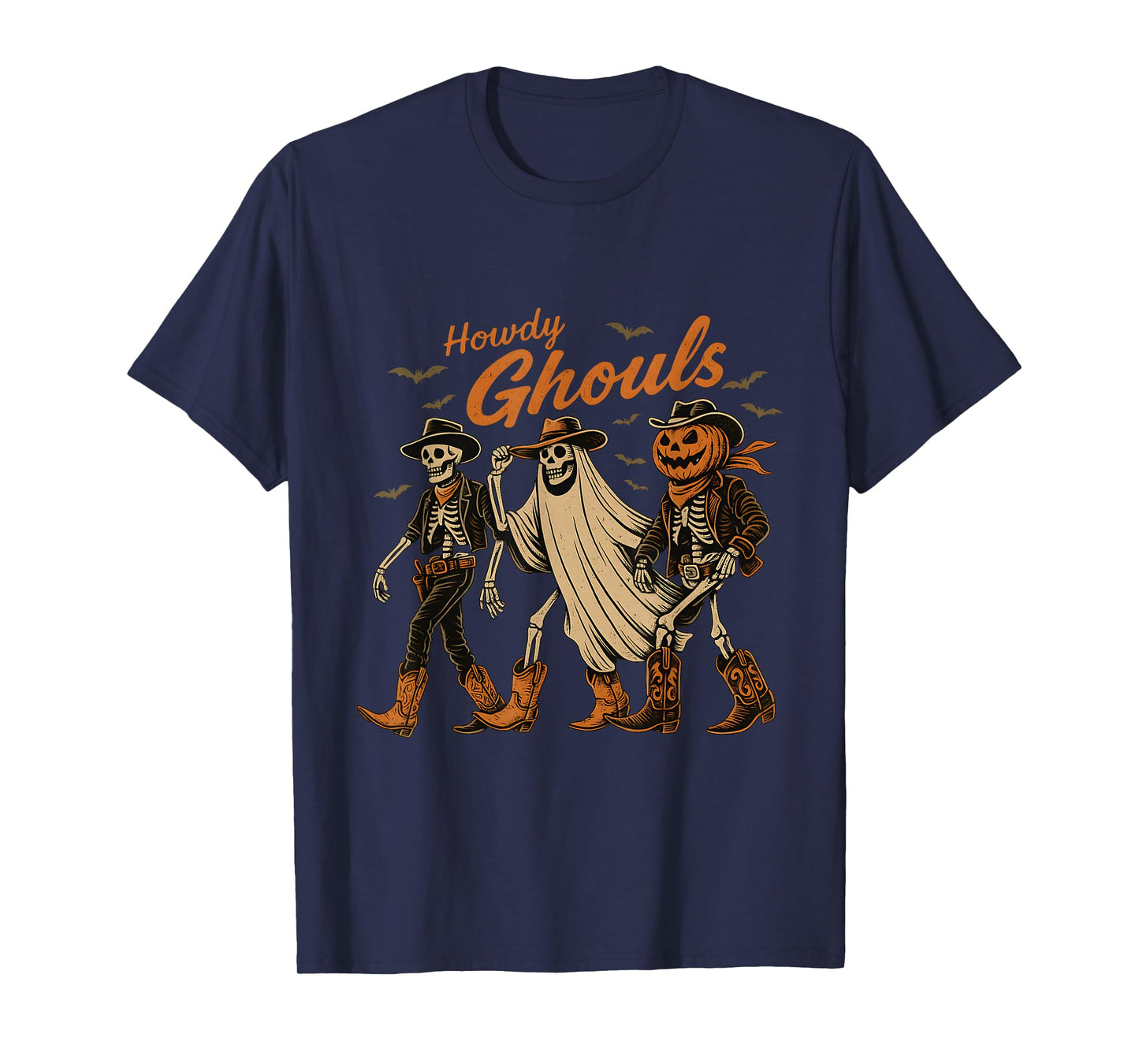 Howdy Ghouls Western Halloween Skeleton Cowboy T-Shirt