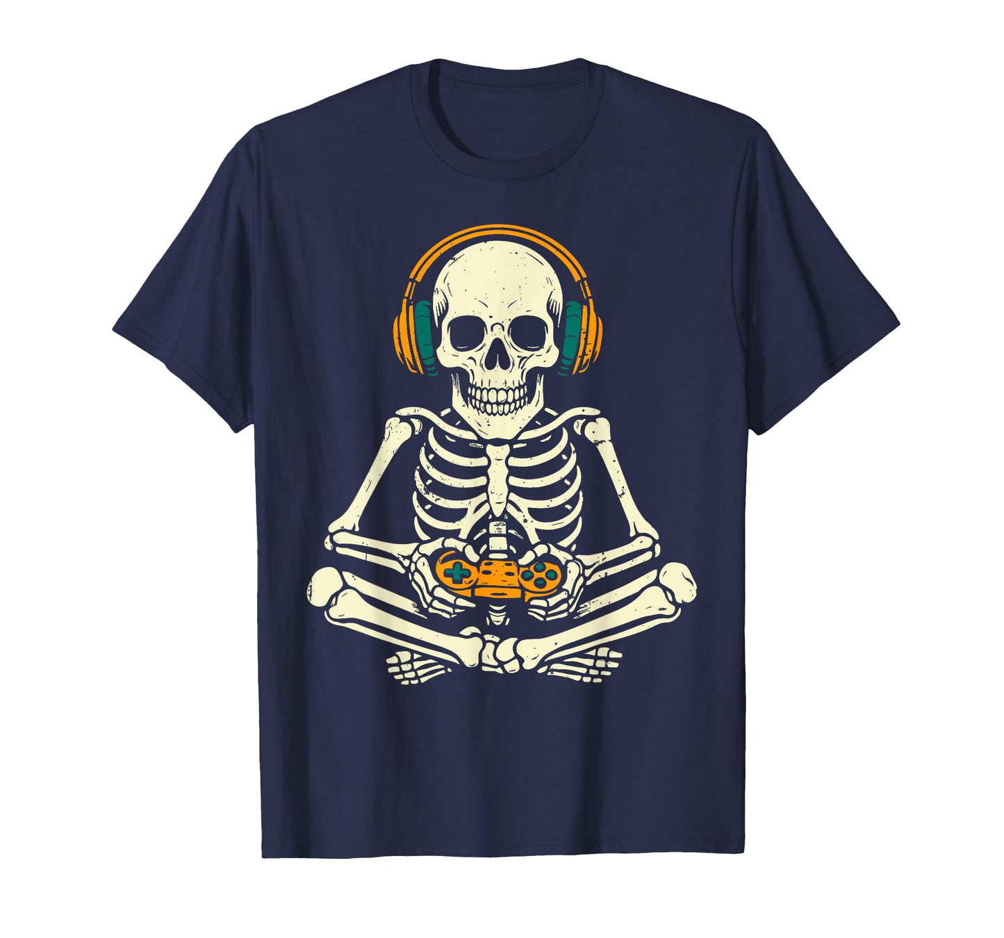 Halloween Skeleton Playing Video Game Boys Men Kids T-Shirt