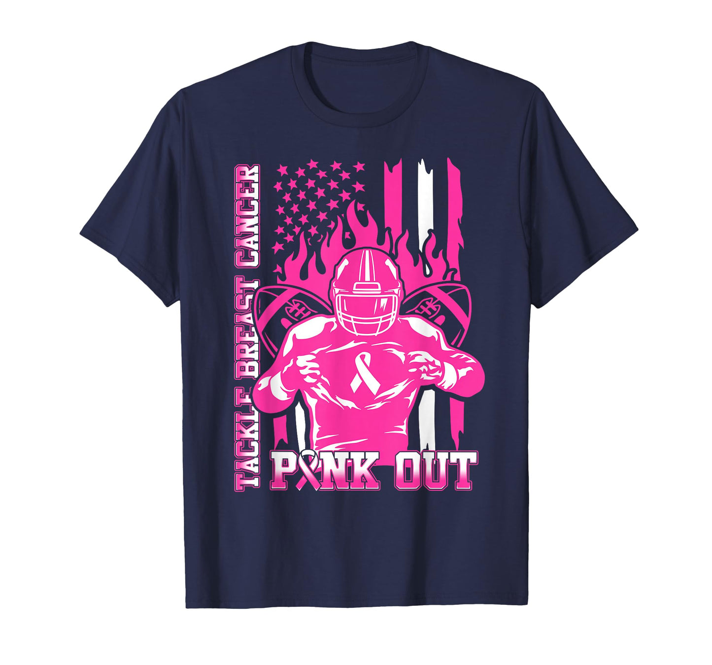 Pink Out Tackle Breast Cancer Awareness American Football T-Shirt