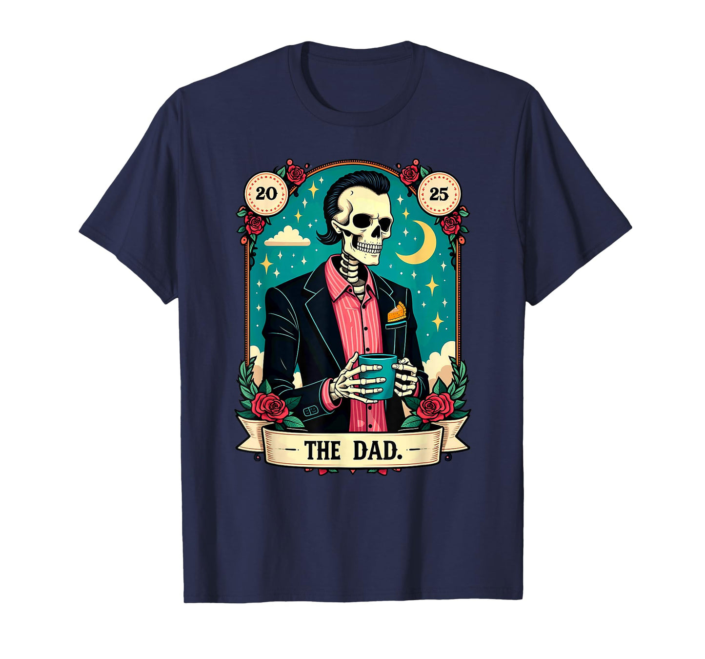 Retro Witch Dad Tarot Card Skeleton Halloween T-Shirt