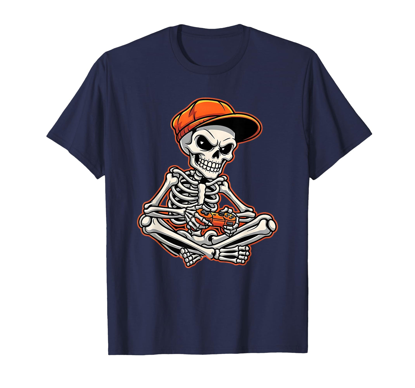 Halloween Skeleton Gamer Video Gaming Funny Skeleton T-Shirt