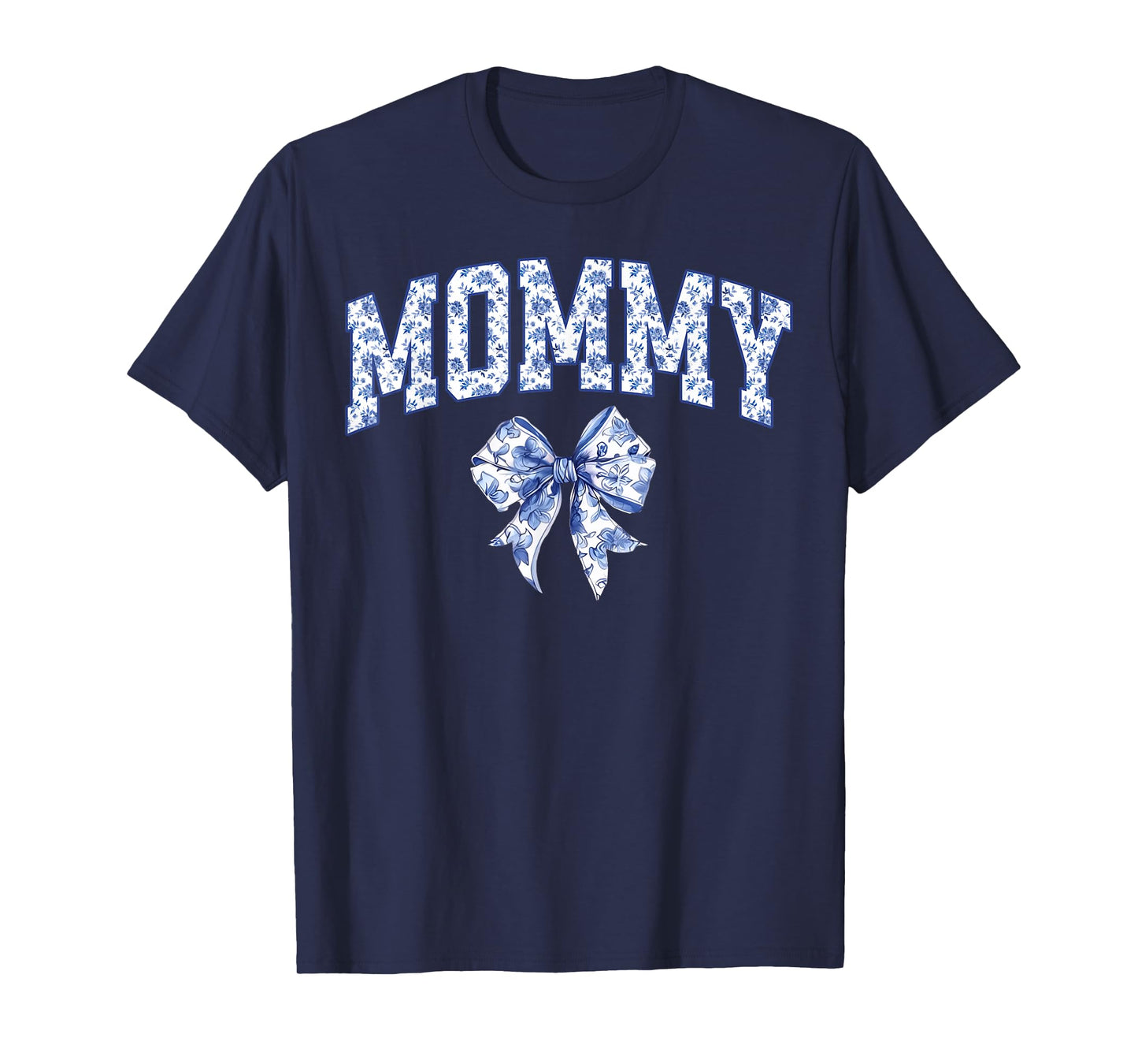 Mommy Coquette Toile Blue Bow Floral Family Matching T-Shirt