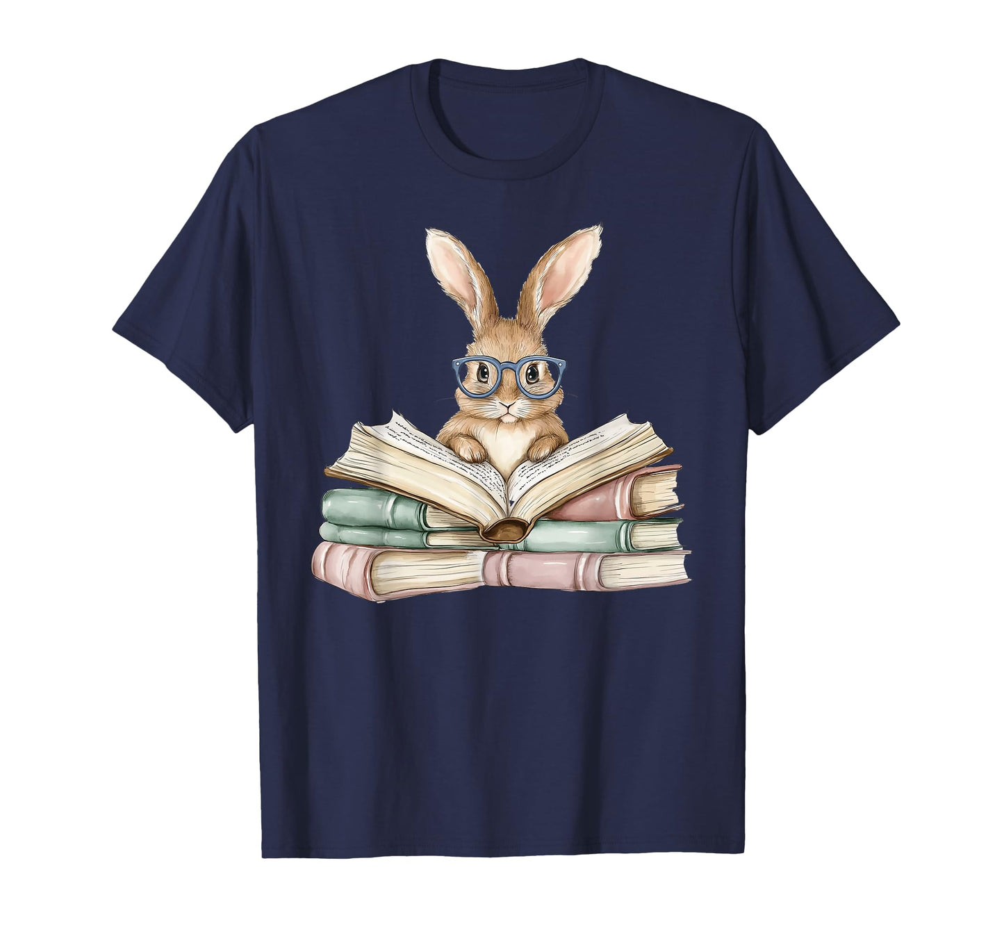 Cute Reading Bunny Glasses Books Bookworm Reader Teacher T-Shirt