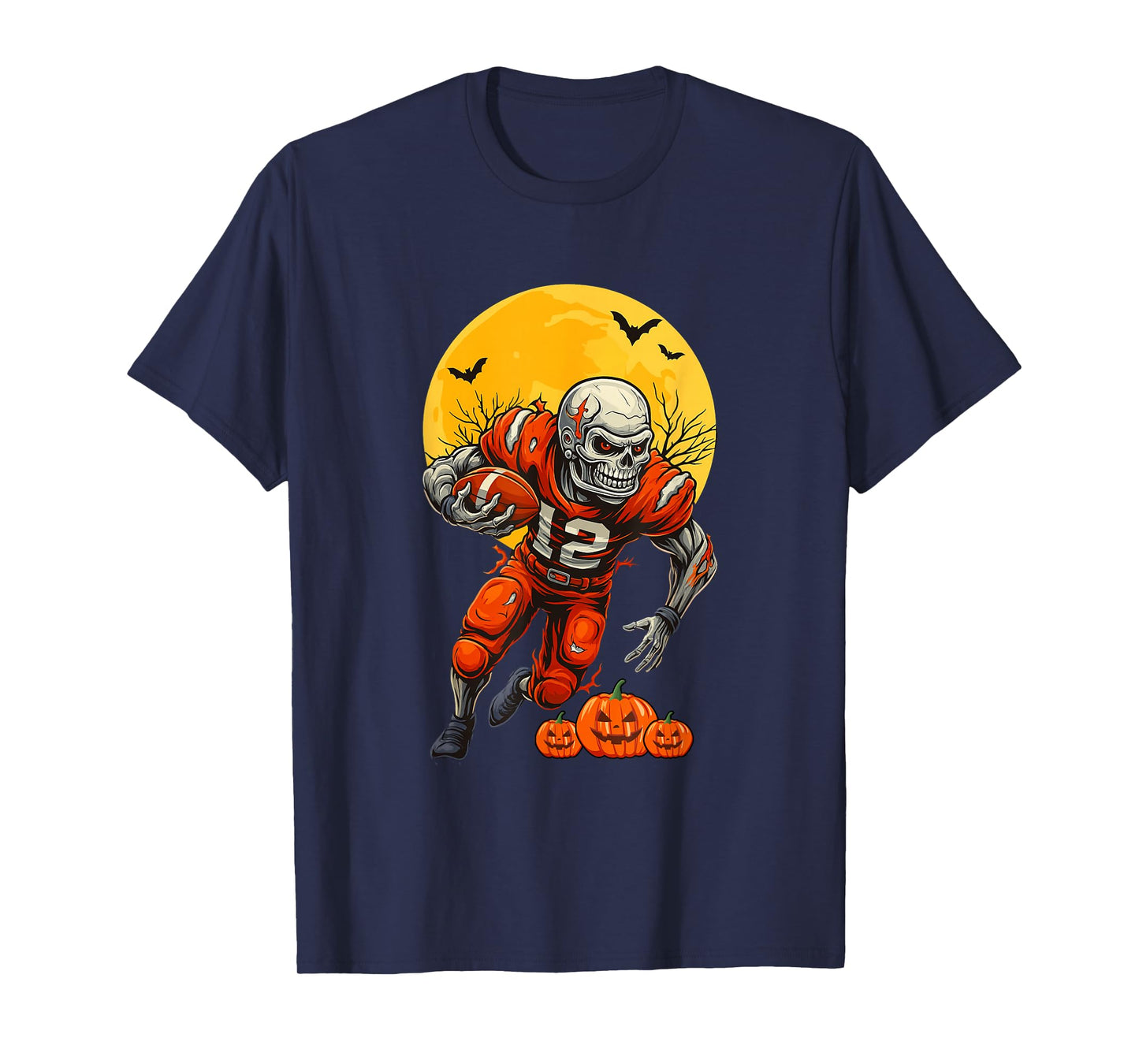 American Football Skeleton Halloween Men Boys Football Fan T-Shirt
