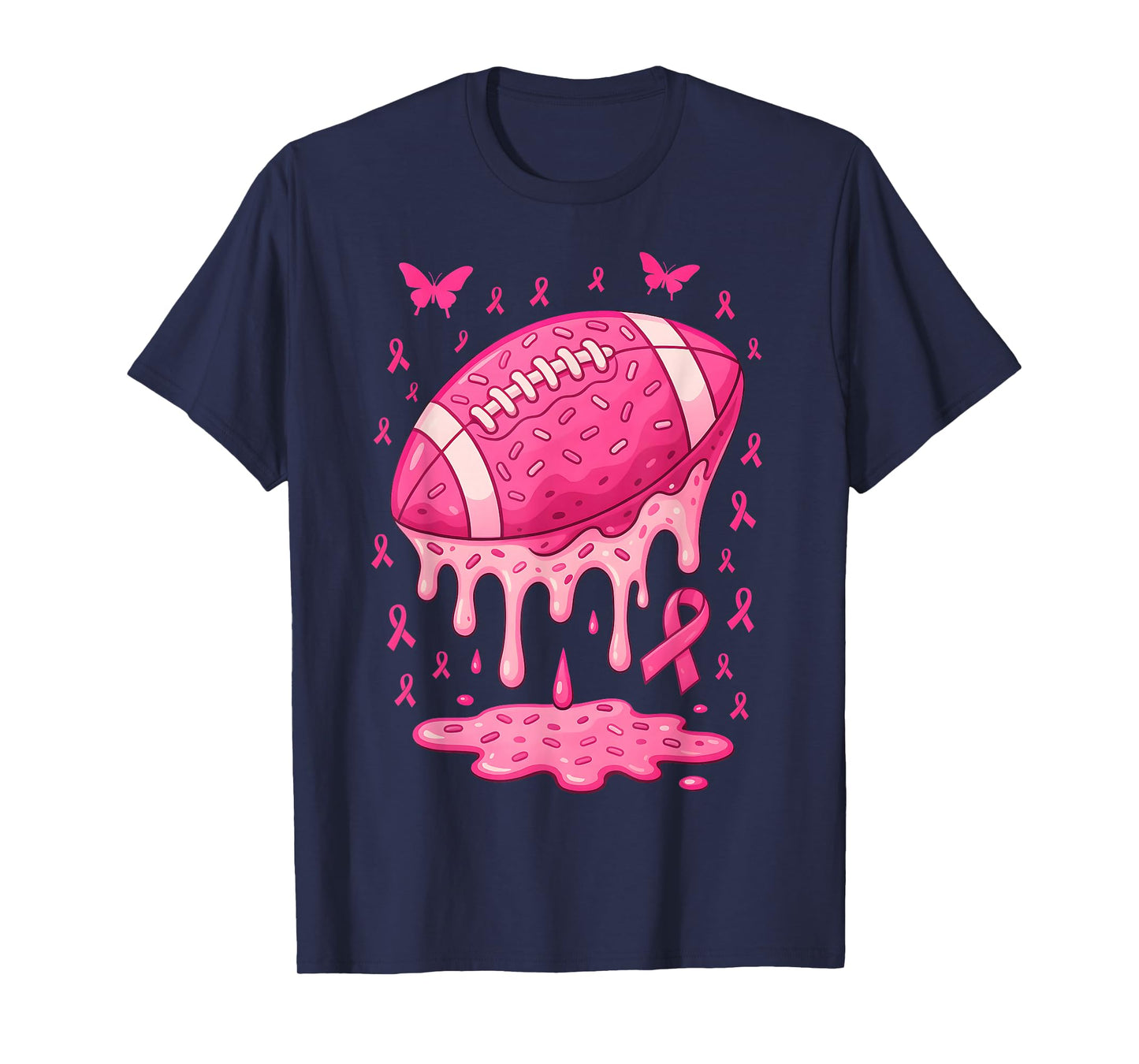 Football Drip Ice Cream Breast Cancer Awareness Boys & Girls T-Shirt