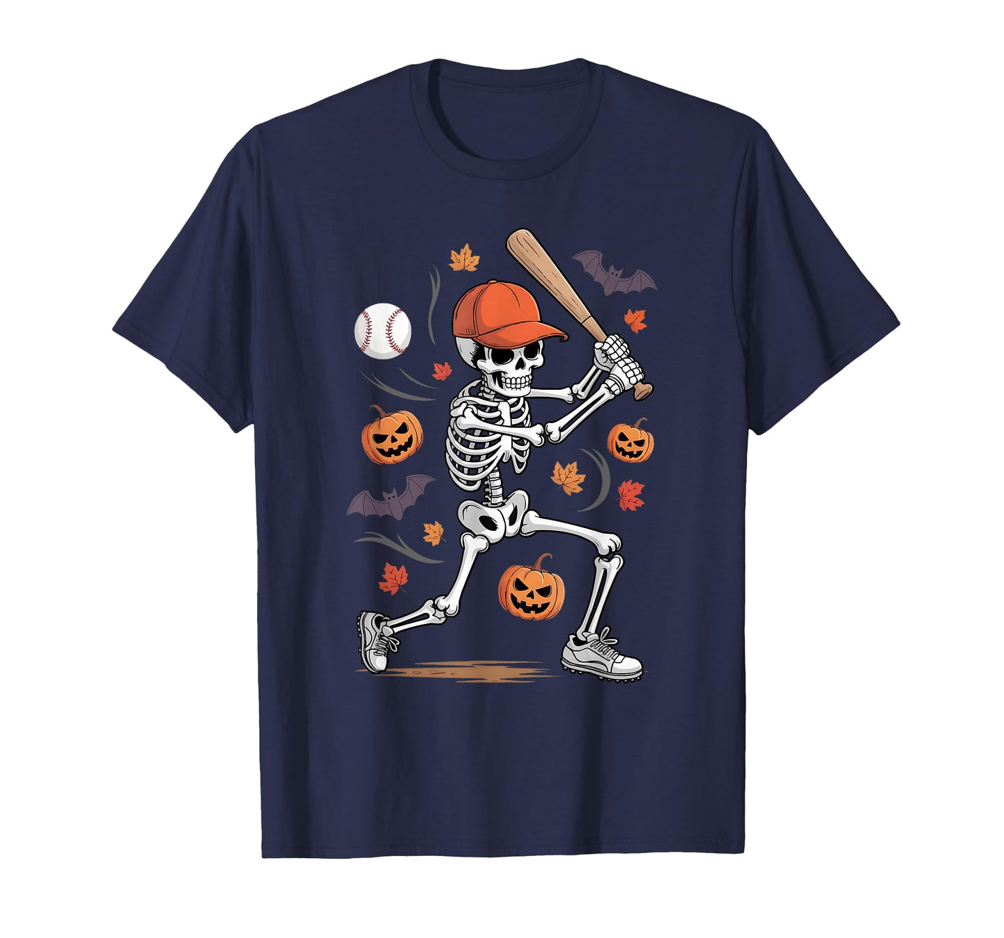 Skeleton Baseball Halloween Costume Funny Men Boys Kids Tee T-Shirt