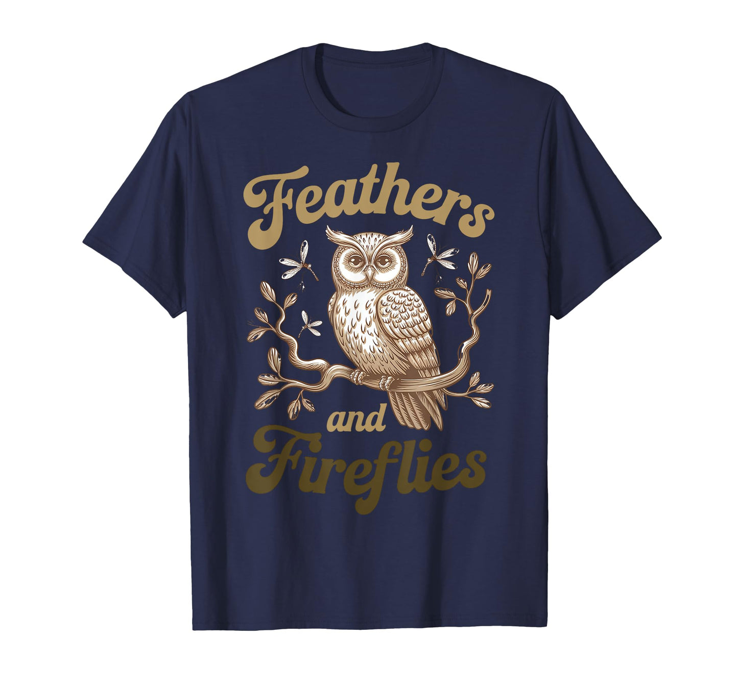 Owl and Fireflies Enchanting Nature Scene T-Shirt