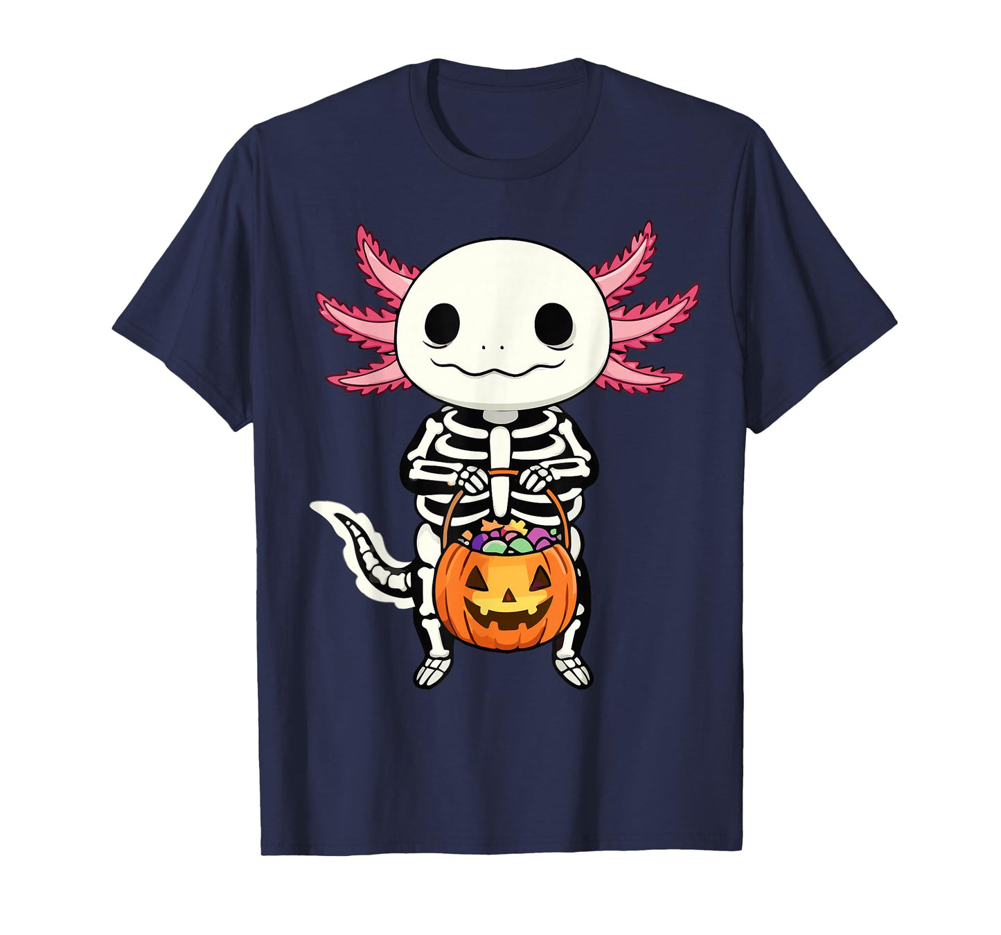 Axolotl Skeleton Halloween T-Shirt