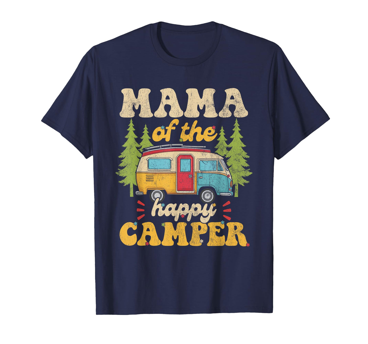 Mama of Happy Camper 1st Birthday Party Retro Mama T-Shirt