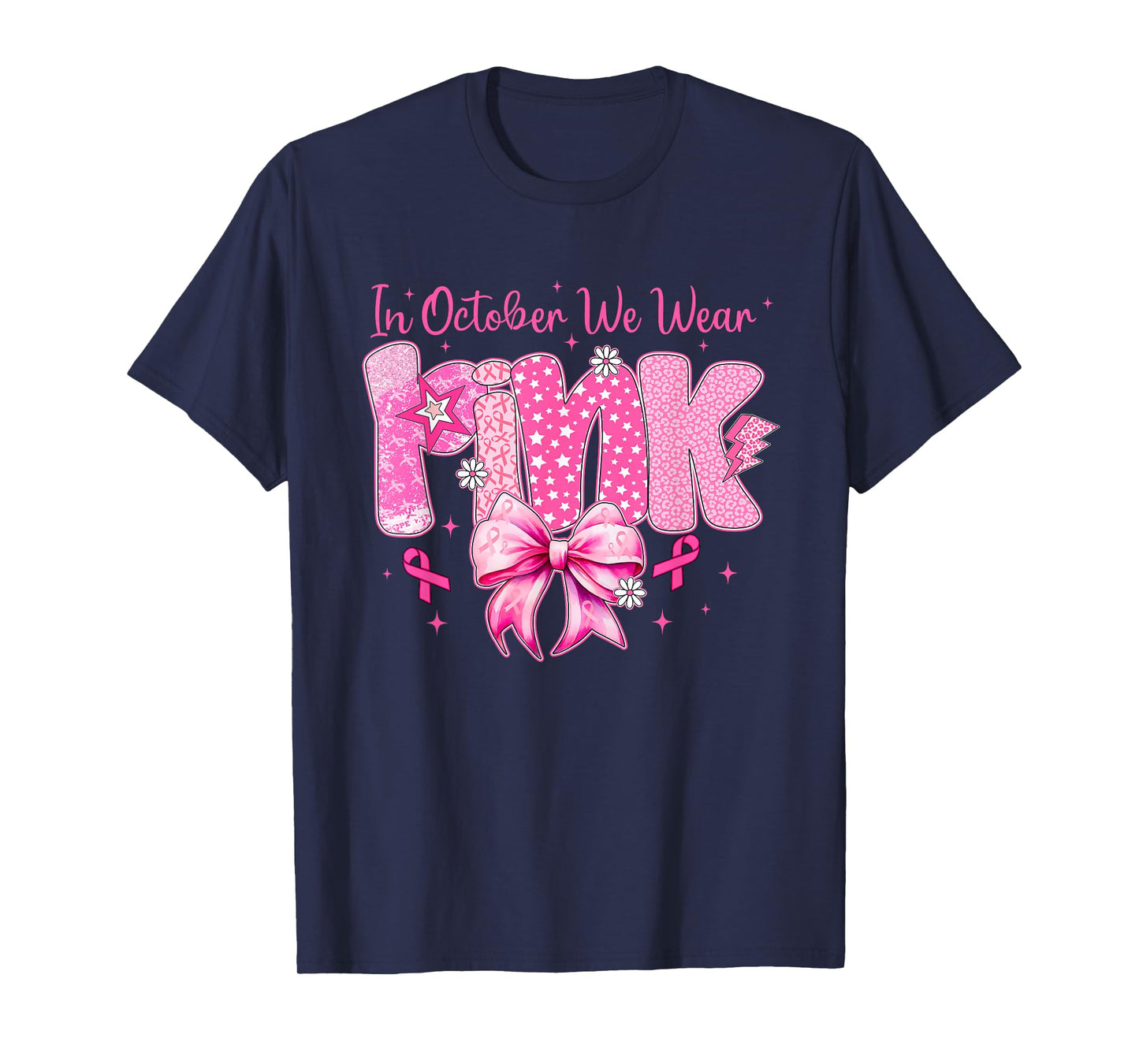 Breast Cancer Shirts Women Coquette Bow October Wear Pink T-Shirt