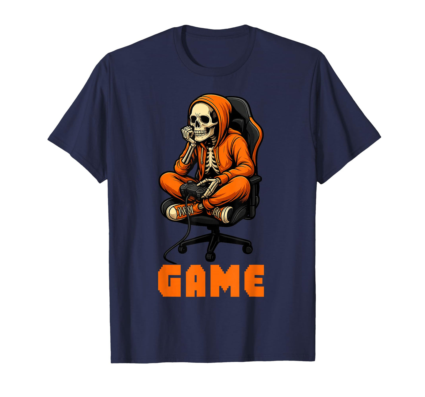 Halloween Skeleton Gamer Video Gaming Boys Men Kids Tees T-Shirt