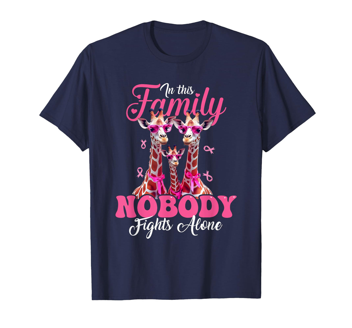 Family Support Squad Breast Cancer Awareness Giraffe T-Shirt
