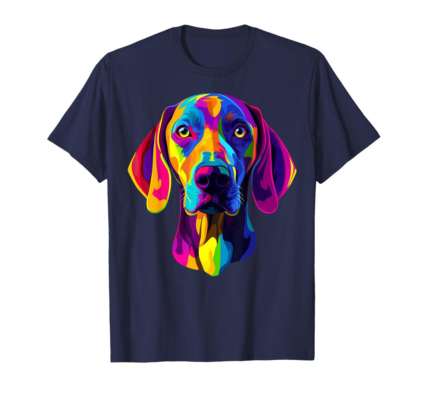 Colorful Weimaraner Face Rainbow Dog Lover Men Women Black T-Shirt