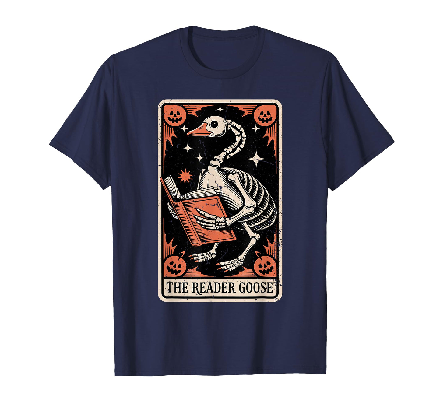 The Reader Goose Skeleton Vintage Tarot Halloween Design T-Shirt