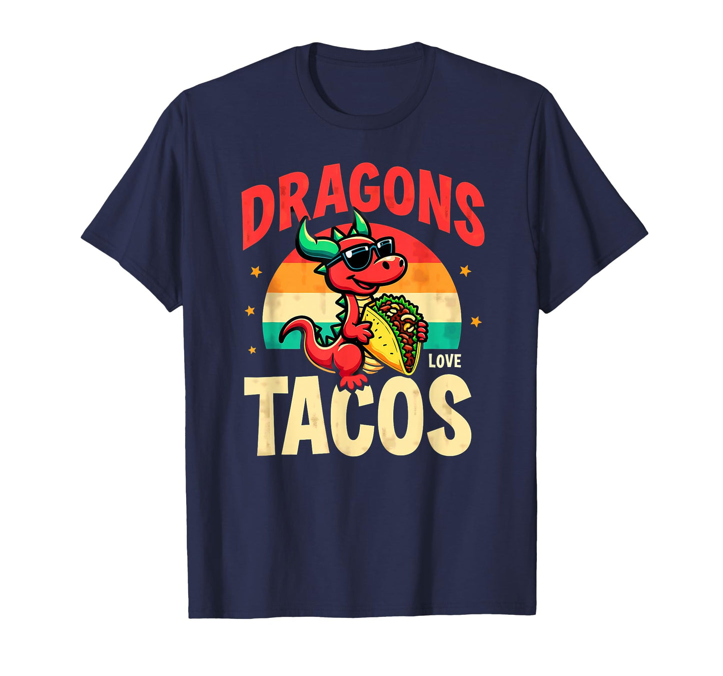 Retro Dragons Love Tacos T-Shirt