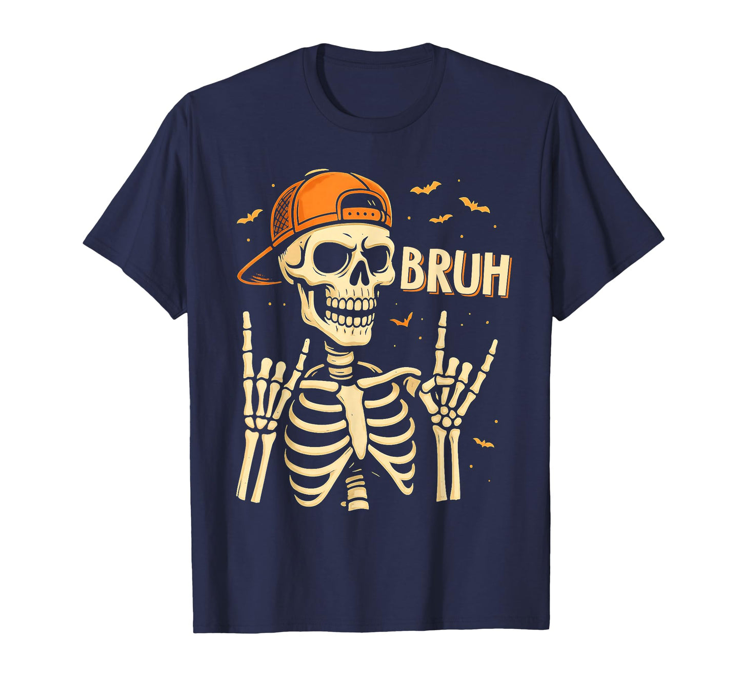 Cool Bruh Skeleton Rock On Halloween Men Teens Boys Kids T-Shirt